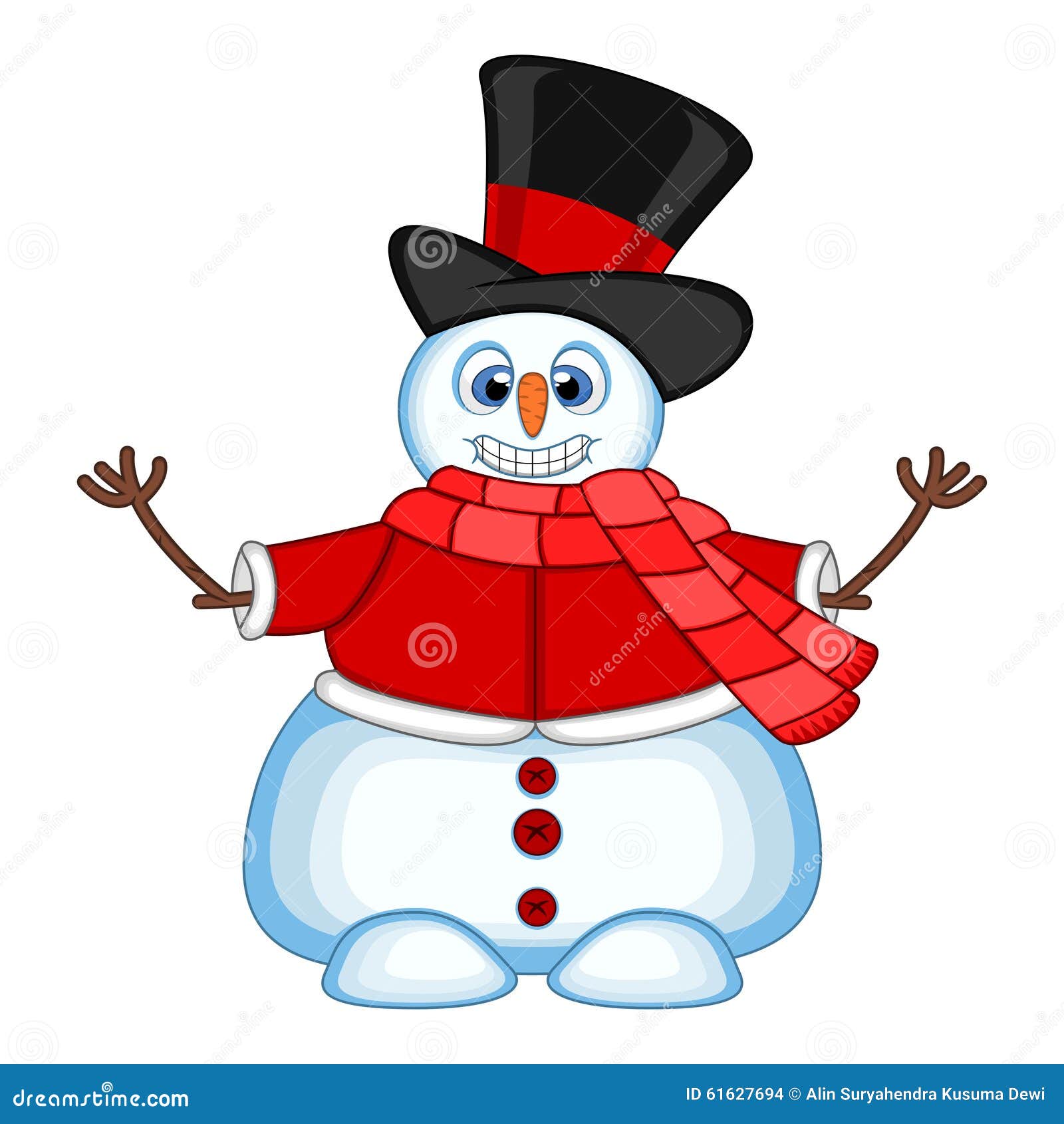 boneco de neve de Natal em um chapéu e lenço acenando. página para