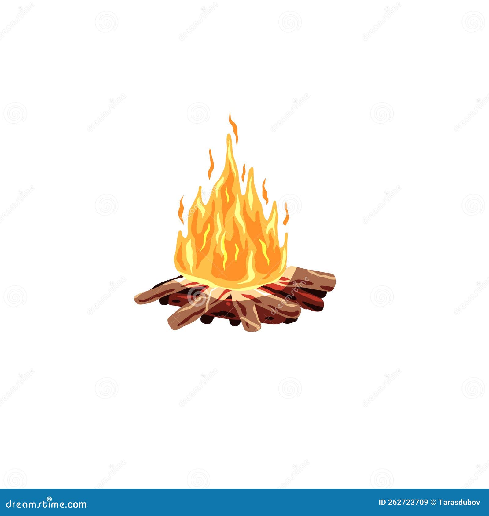 Bonefire or Campfire. Orange Fire and Flame Stock Vector Illustration