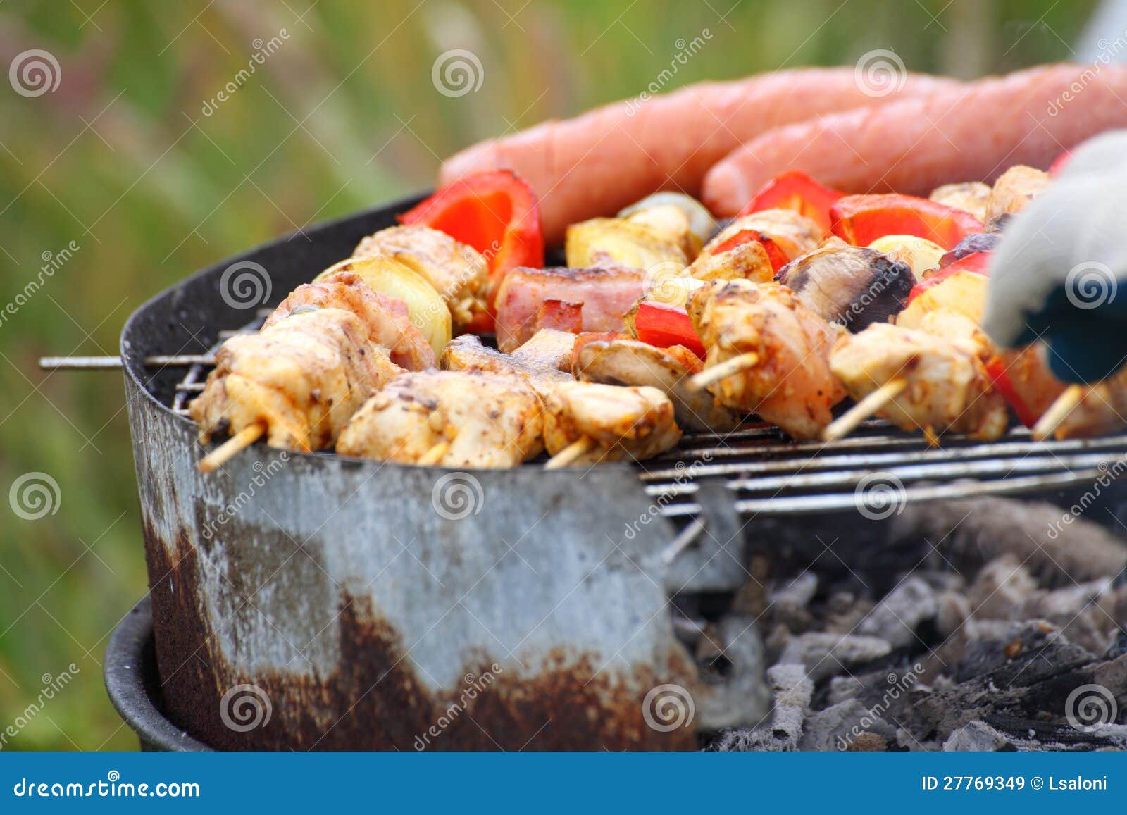 Bonfire Campfire Fire Flames Grilling Steak on the BBQ Stock Image