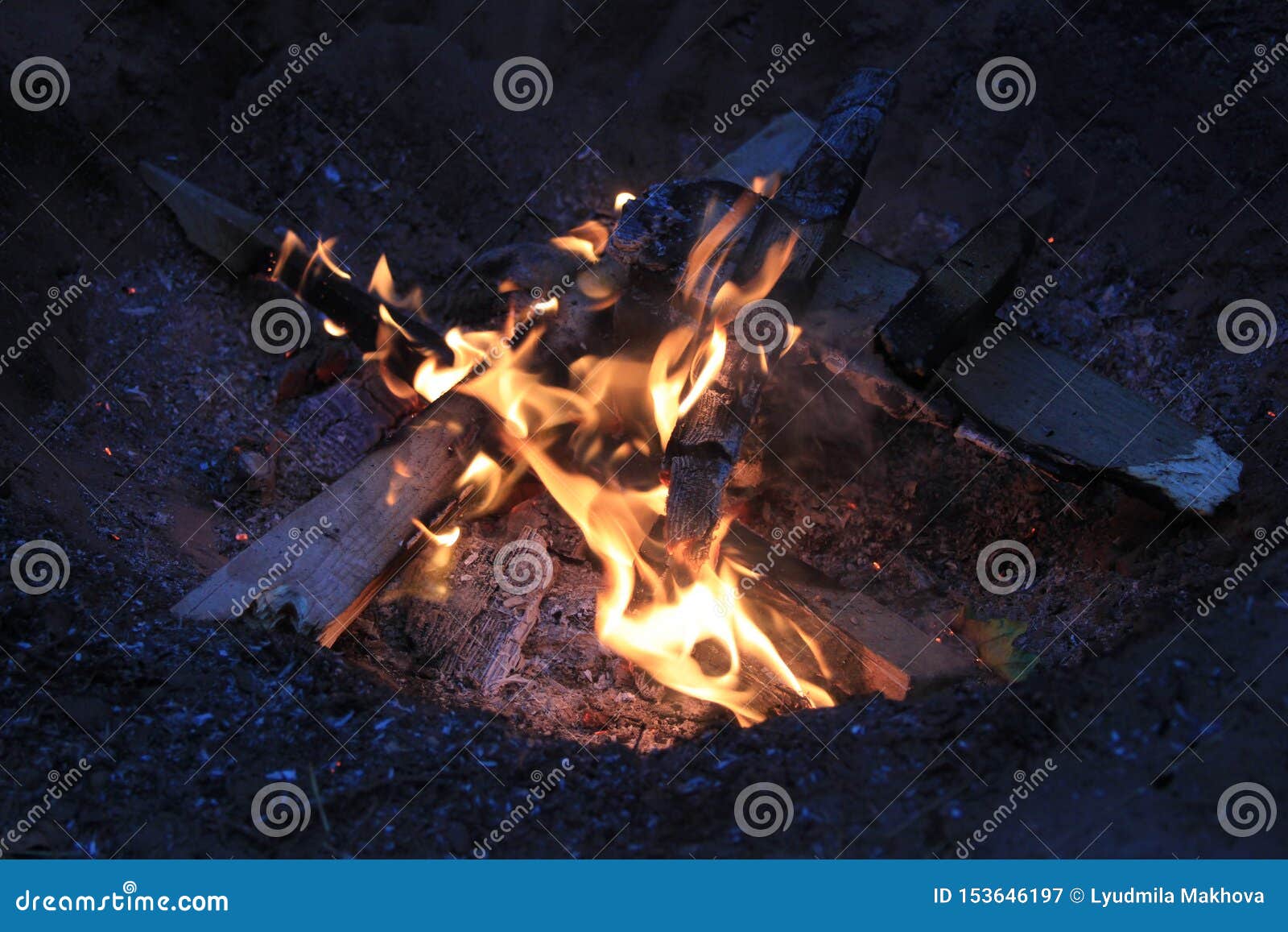 A Bonfire in a Camping at the Night Stock Image - Image of camp ...