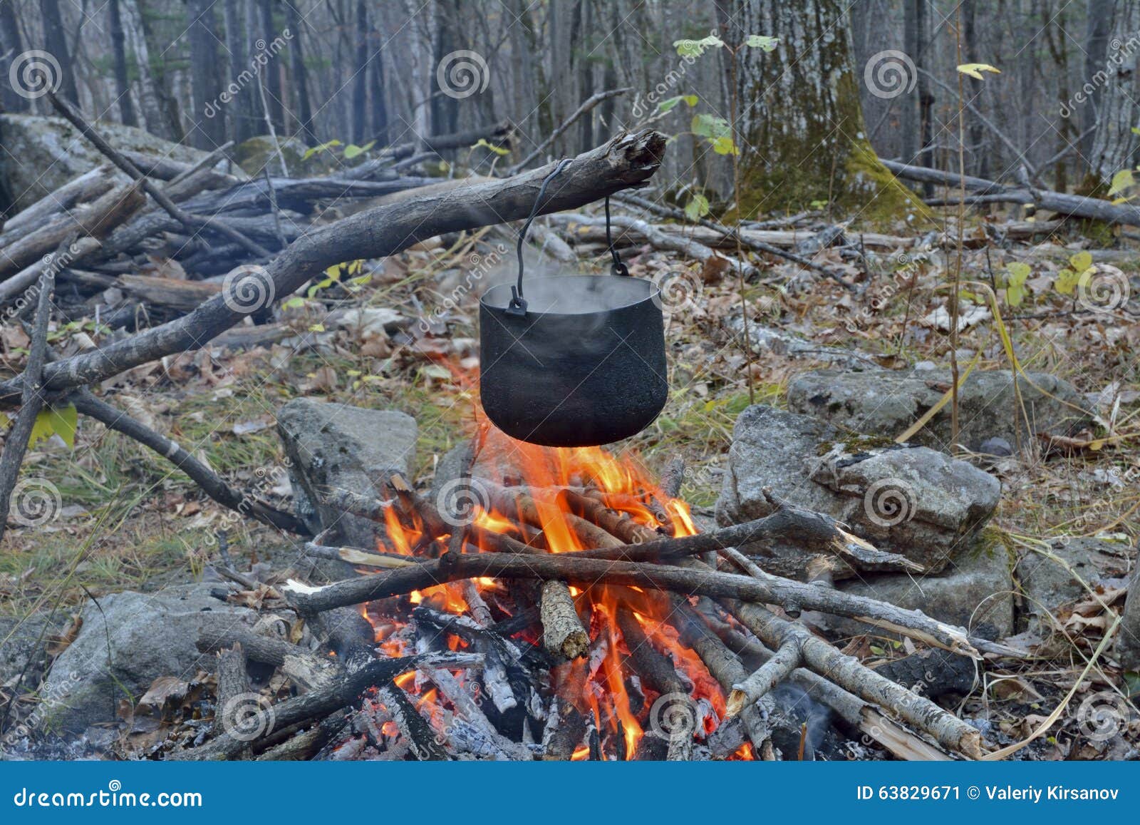 Bonfire and pot stock image. Image of horizontal, fire 63829671