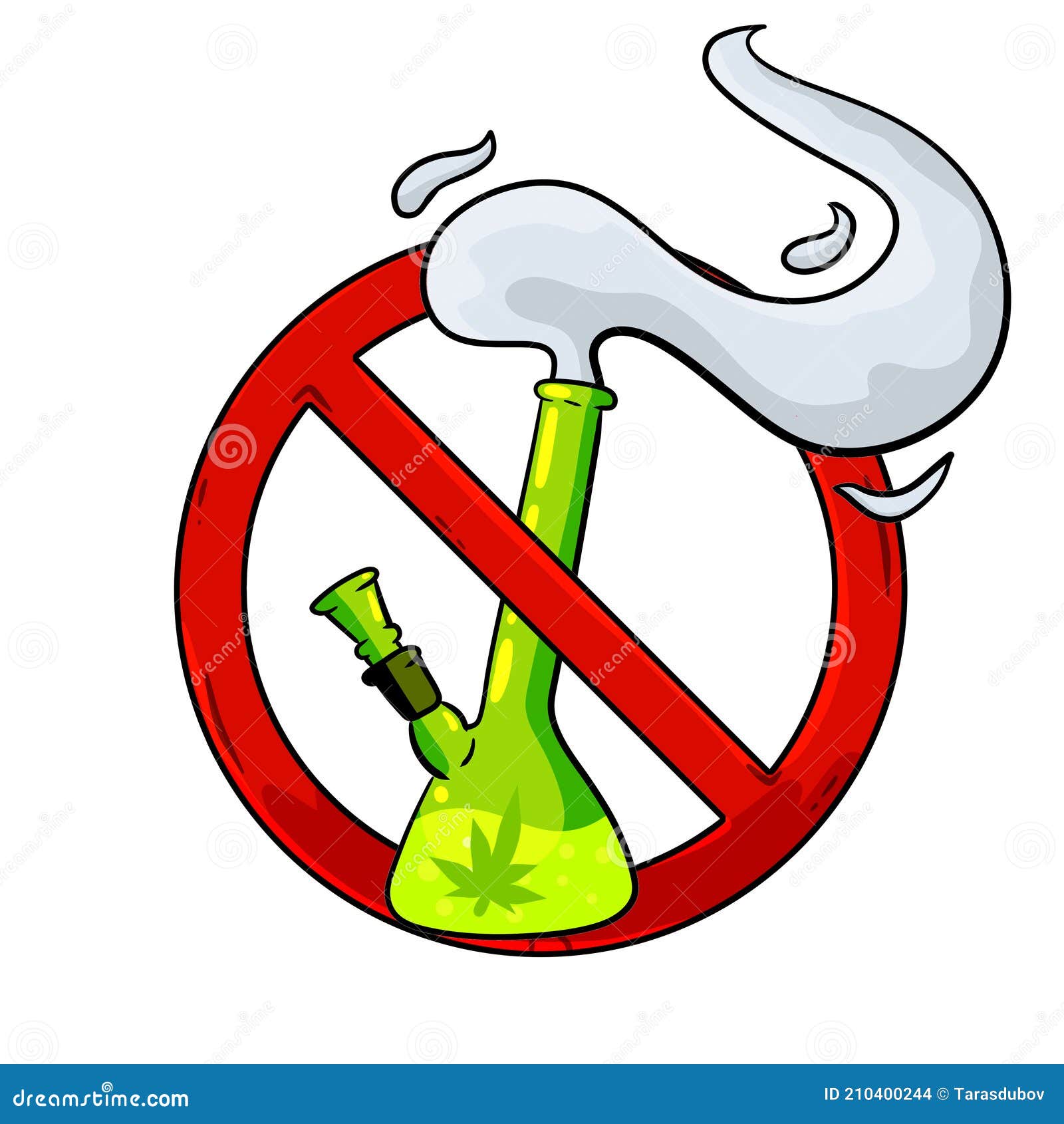 Bong. Prohibición De Drogas. Instrumento De Vidrio Para Fumar Ganja. Señal  Roja. Ilustración De Dibujos Animados. Detener La Marih Ilustración del  Vector - Ilustración de herbario, junta: 210400244