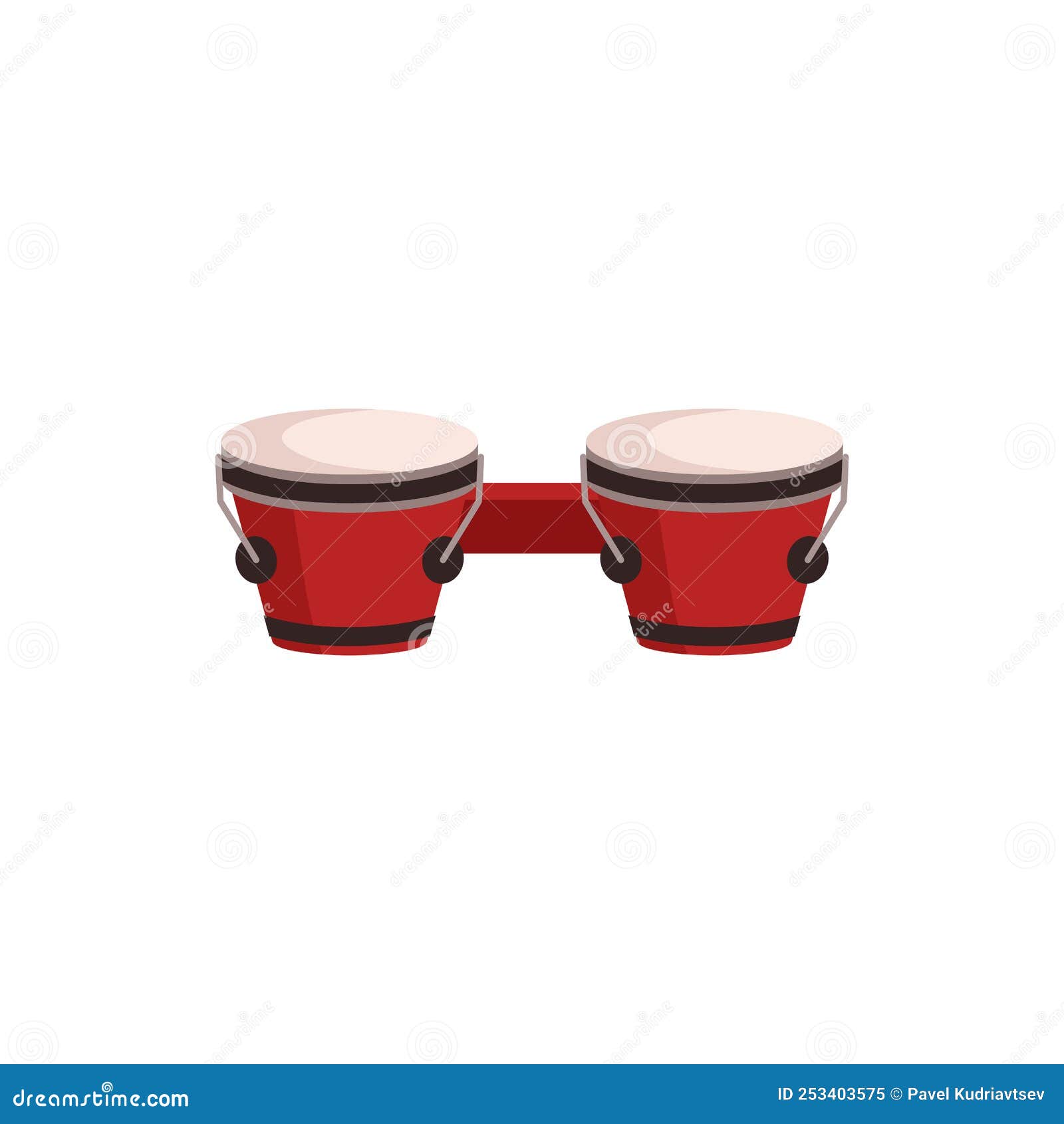 Bongo Drums Percussion Musical Instruments, Flat Vector Illustration