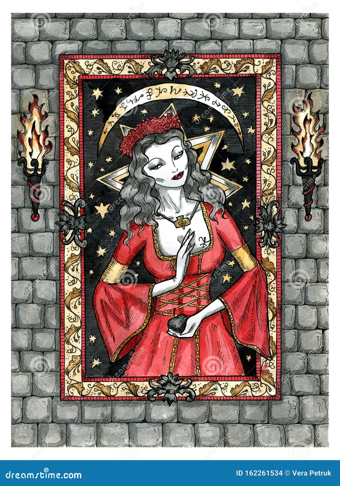 Gótico Bela Adormecida Princesa Medieval Vermelho e Preto vestido