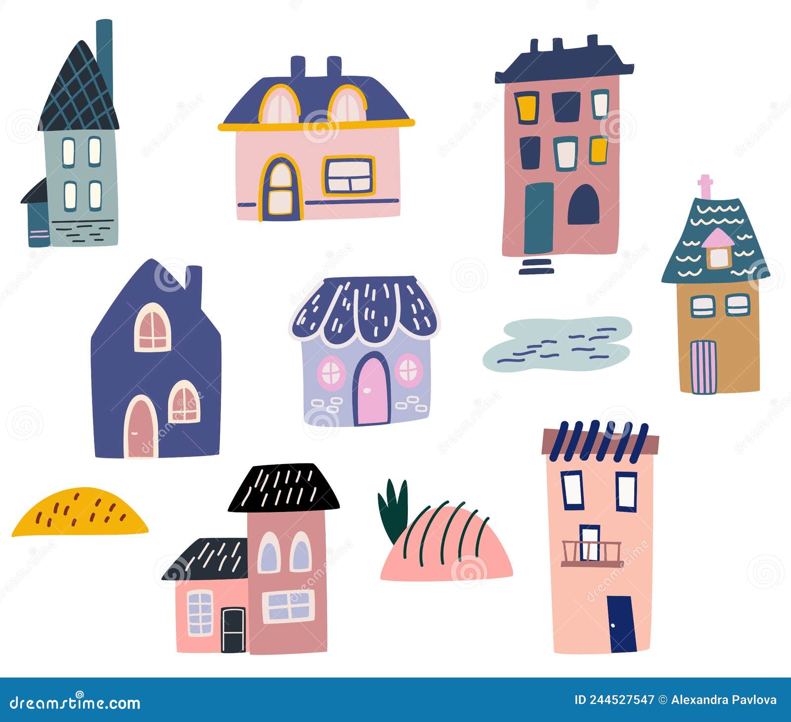 Bonitas Casas De Dibujos Animados. Varias Casitas Pequeñas. Pequeñas  Ciudades Minimalismo De Edificios Urbanos Mínimo Residencial Ilustración  del Vector - Ilustración de moderno, minimalismo: 244527547