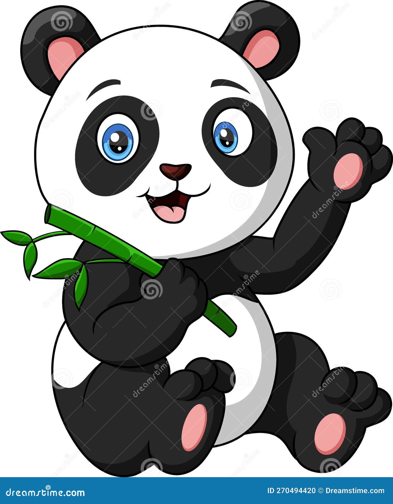 Desenho Animado Panda Pendurado Em Um Galho Vetor Ilustração