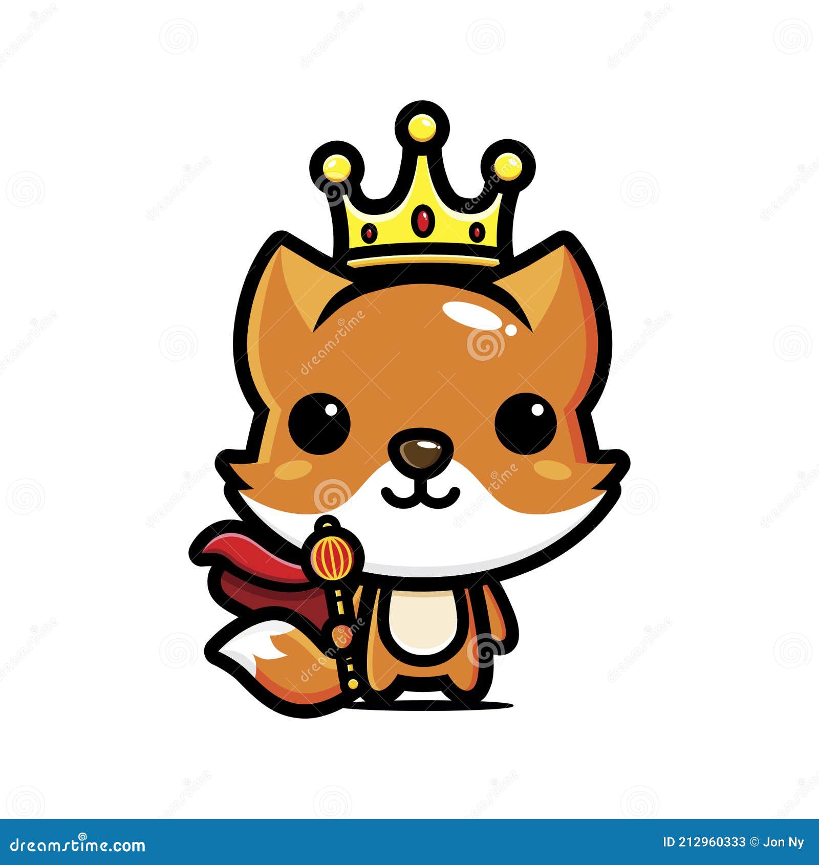 Raposa Bonito. Kawaii Personagem De Desenho Animado Animal Em