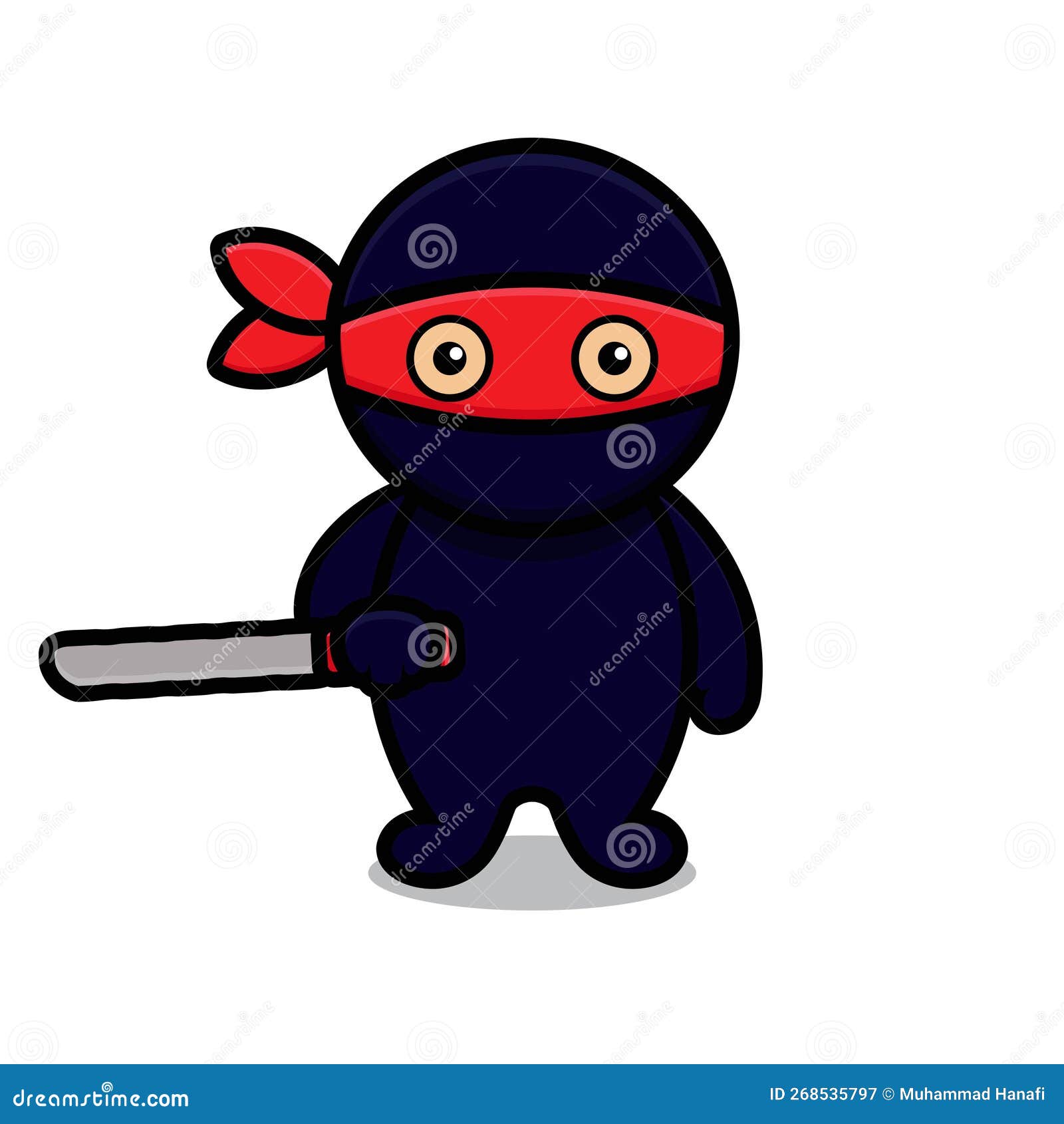 ilustração de desenho animado de mascote de gato ninja fofo