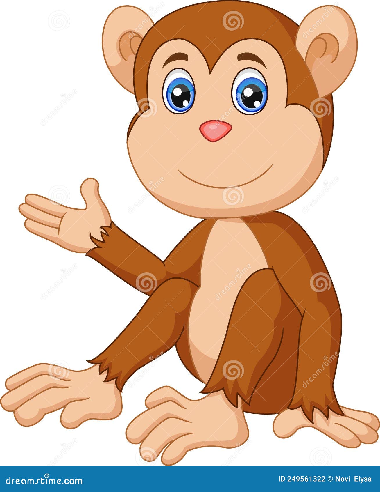 Ilustração Vetorial Desenho Animado Macaco Bonito Pendurado Segura