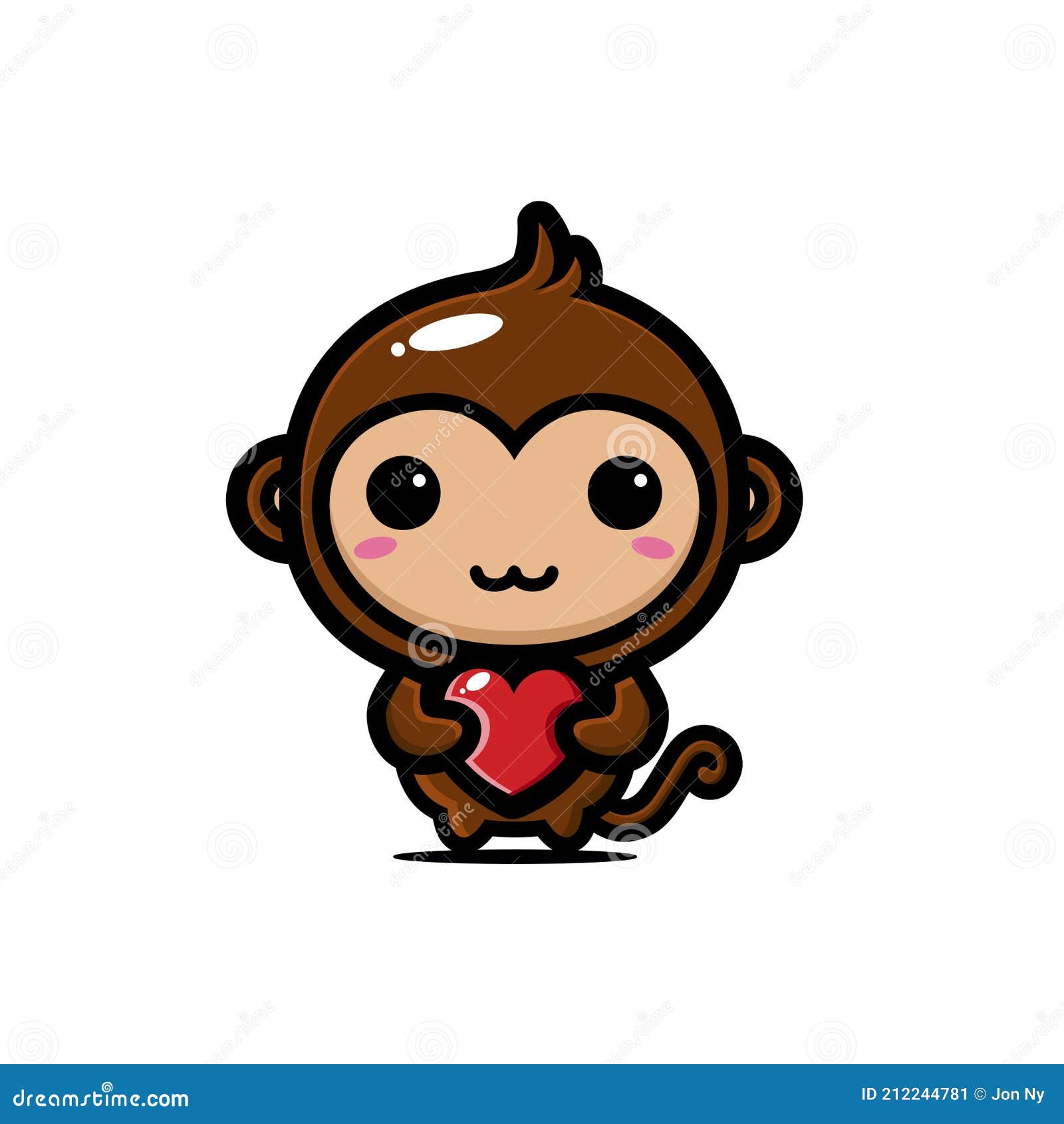 Bonito pequeno macaco desenho animado personagem cômico com rosto