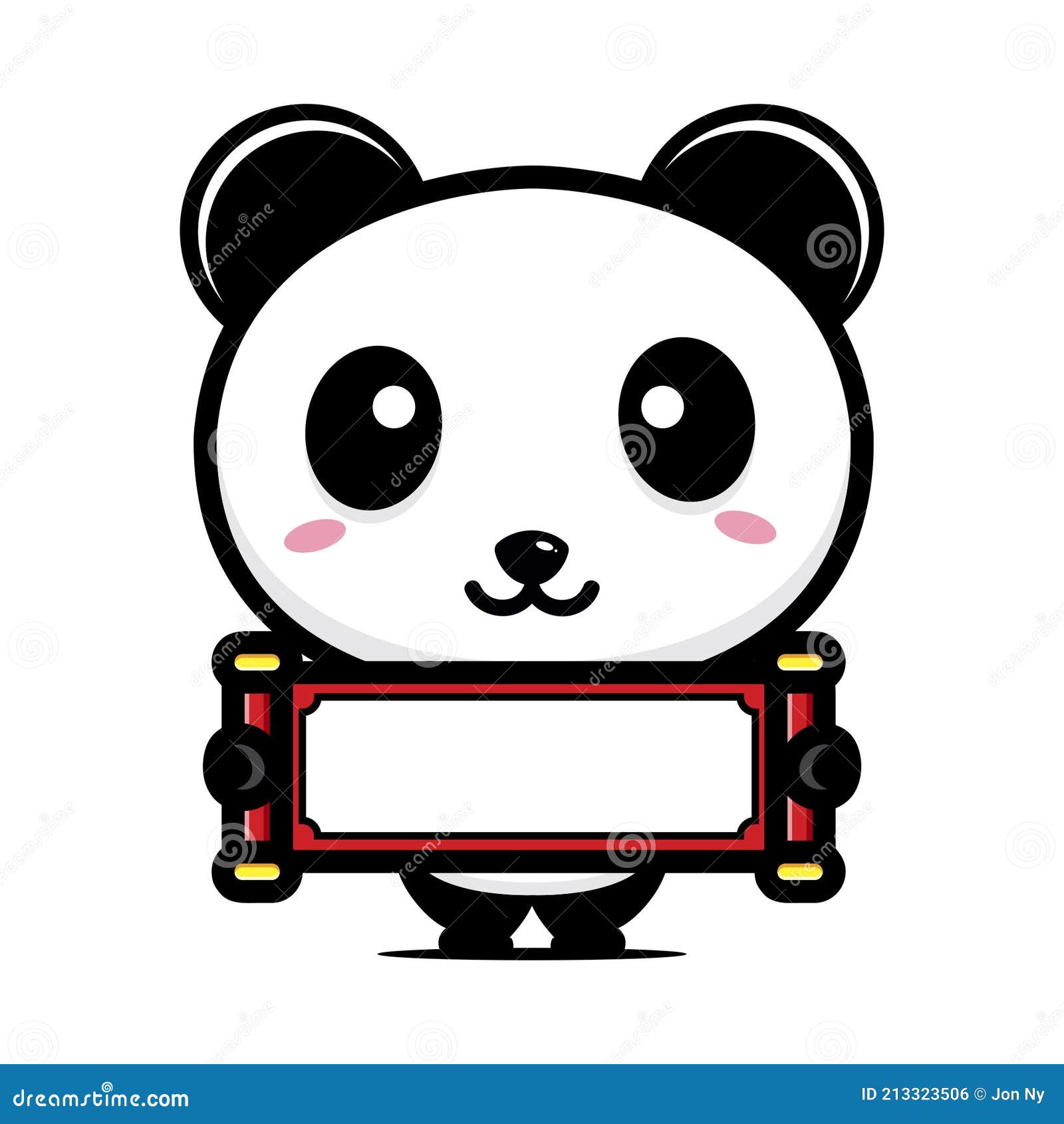 Desenhos animados panda bonito blocos de construção ano novo