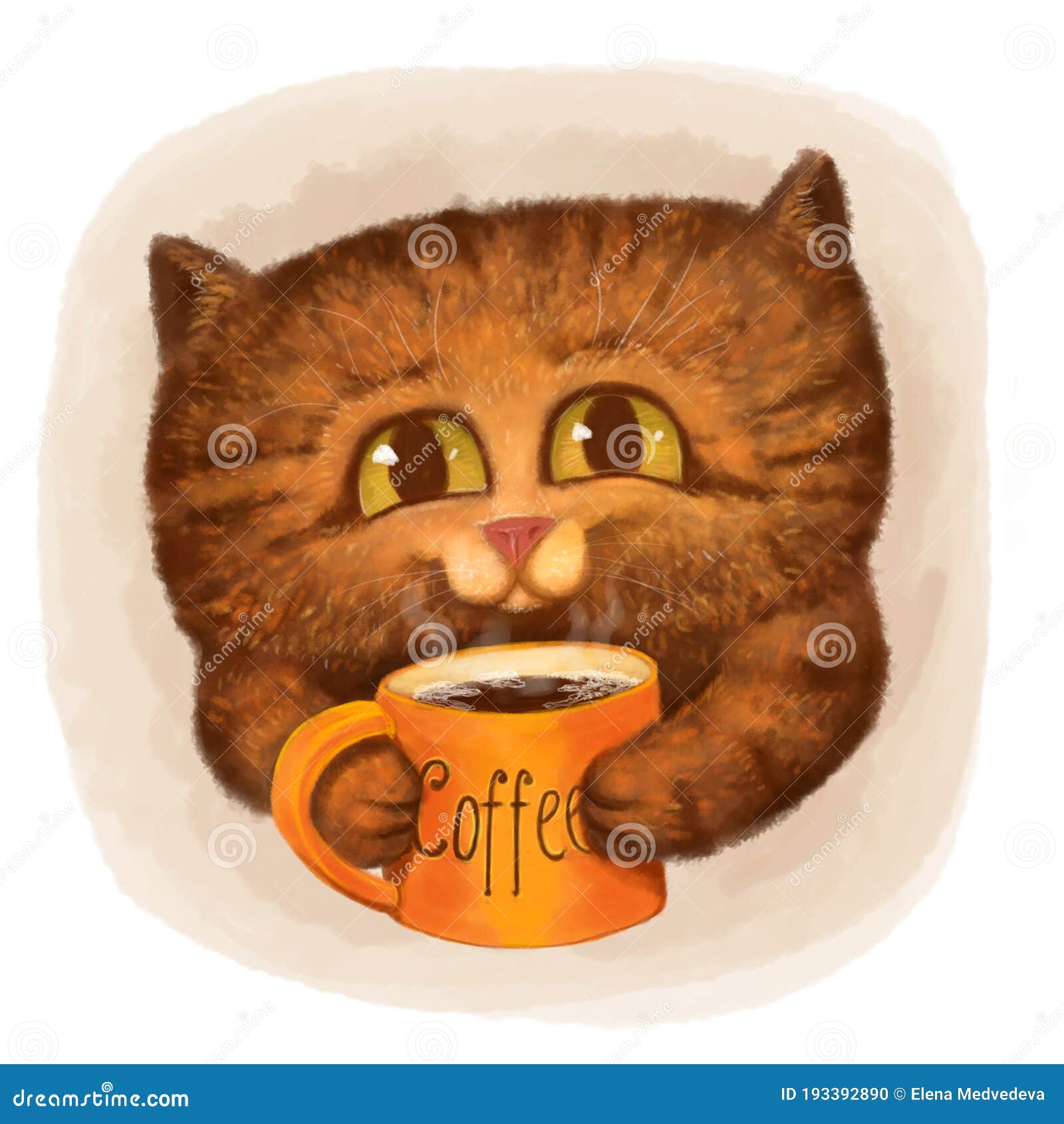 Gatos fofos felizes em uma xícara de café simples ilustração de desenho  animado desenhada à mão