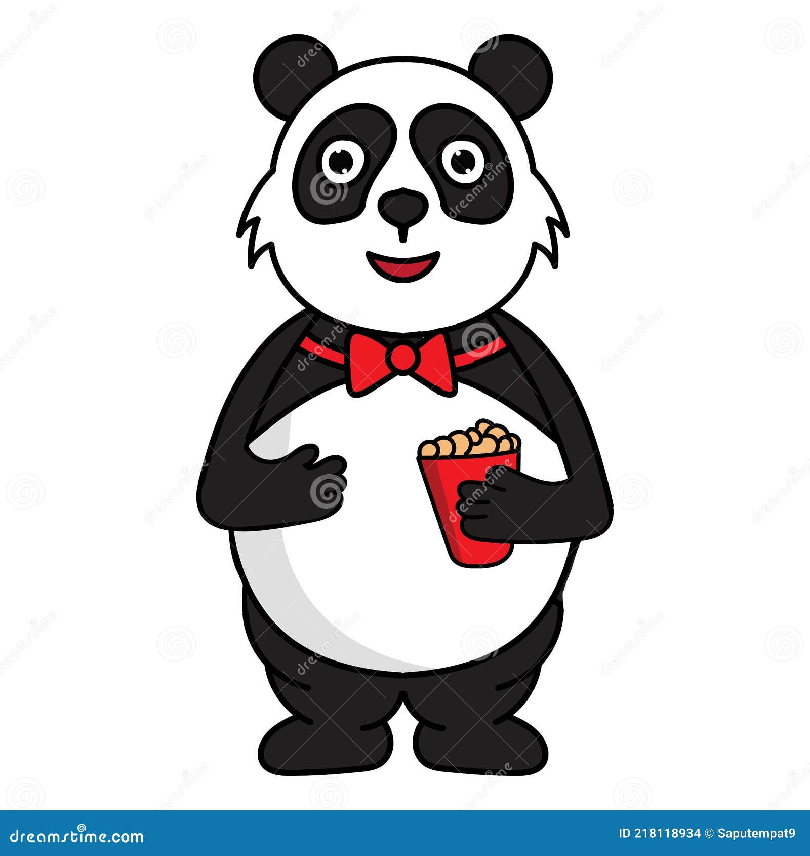 fofa kawaii bebê panda sentado levantando mão desenho animado