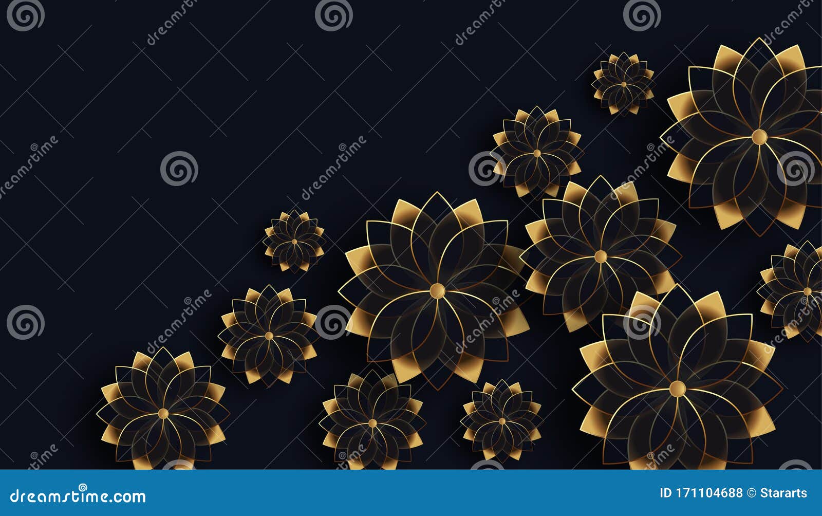 Bonito Decorado De Flores Negras Y Doradas Ilustración del Vector -  Ilustración de floral, extracto: 171104688