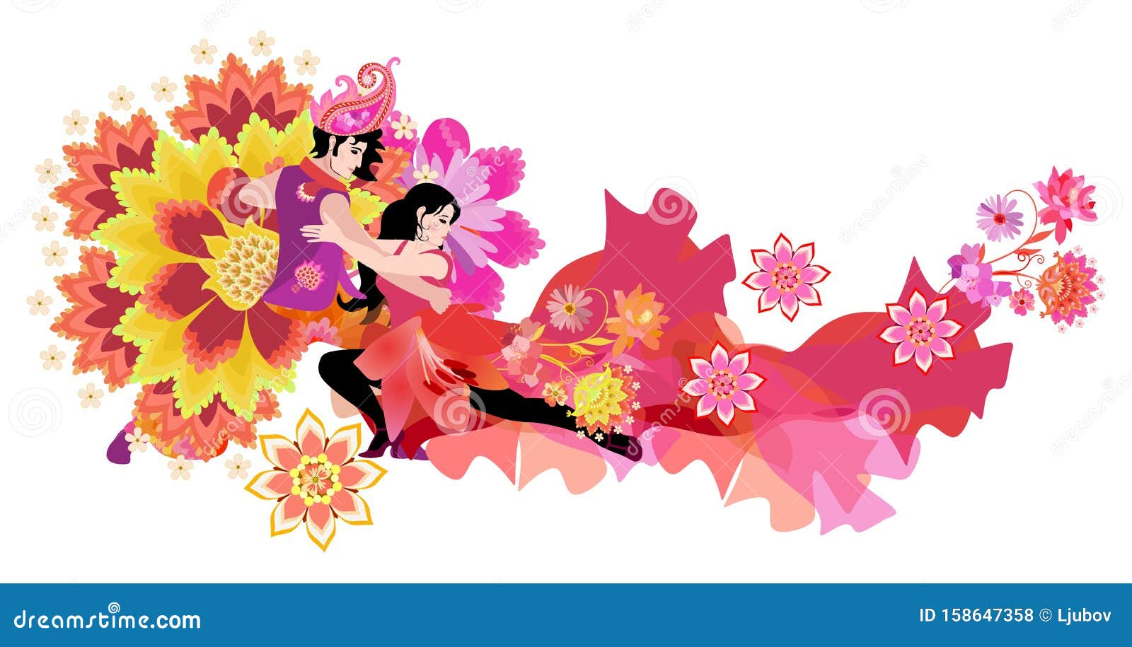 Bonito Jovem De Fantasia Oriental E Menina De Vestido Vermelho, Decorado De  Flores, Tango Dançante Isolado Em Fundo Branco Ilustração do Vetor -  Ilustração de decorado, flamenco: 158647358