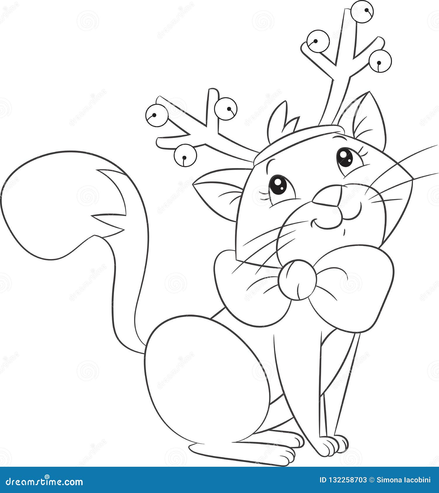 Desenho de lindo gato de natal para colorir