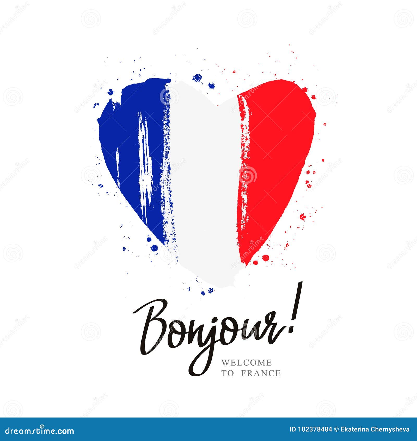 Bonjour Vlag Van Frankrijk in Een Groot Hart Vector Illustratie ...