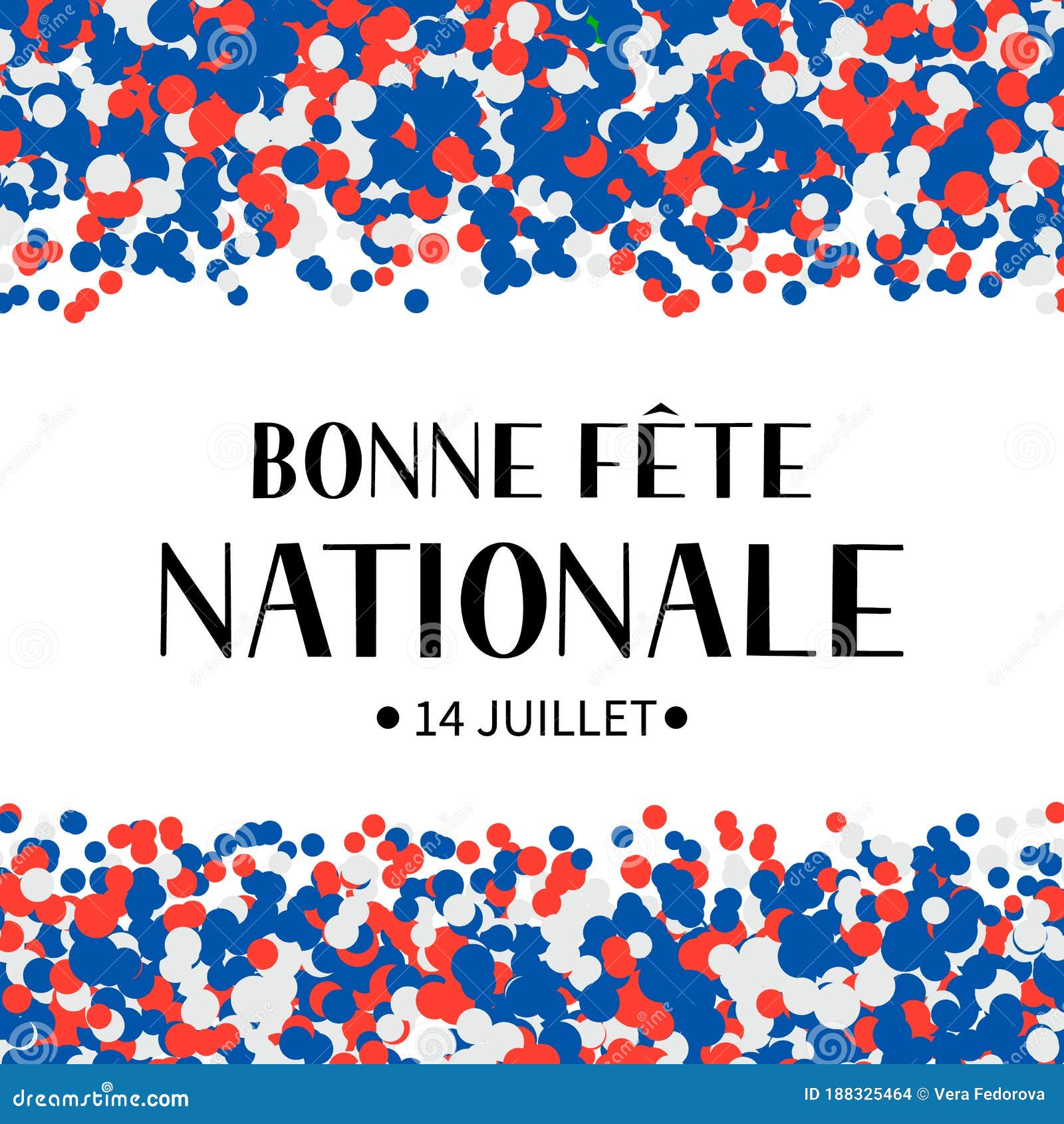 14 Juillet Bonne Fete Nationale French Lettering Banner Cartoon Vector