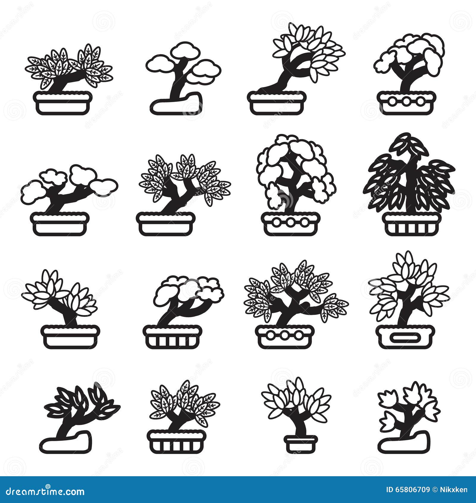 Bonsai Tree Icon Set. Vector Eps 10. Stock Vector Illustration of dwarf, bonsai 65806709
