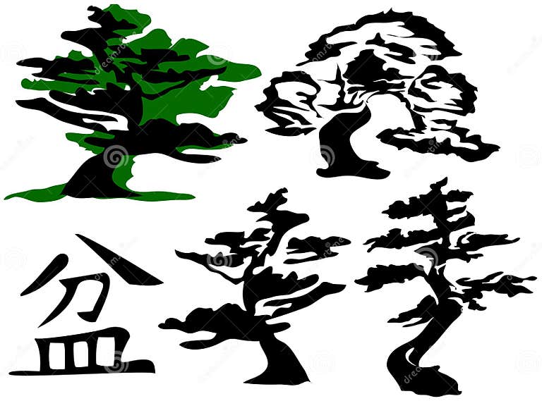 Bonsai Trees & Character [Vector] Stock Vector - Illustration of asian ...