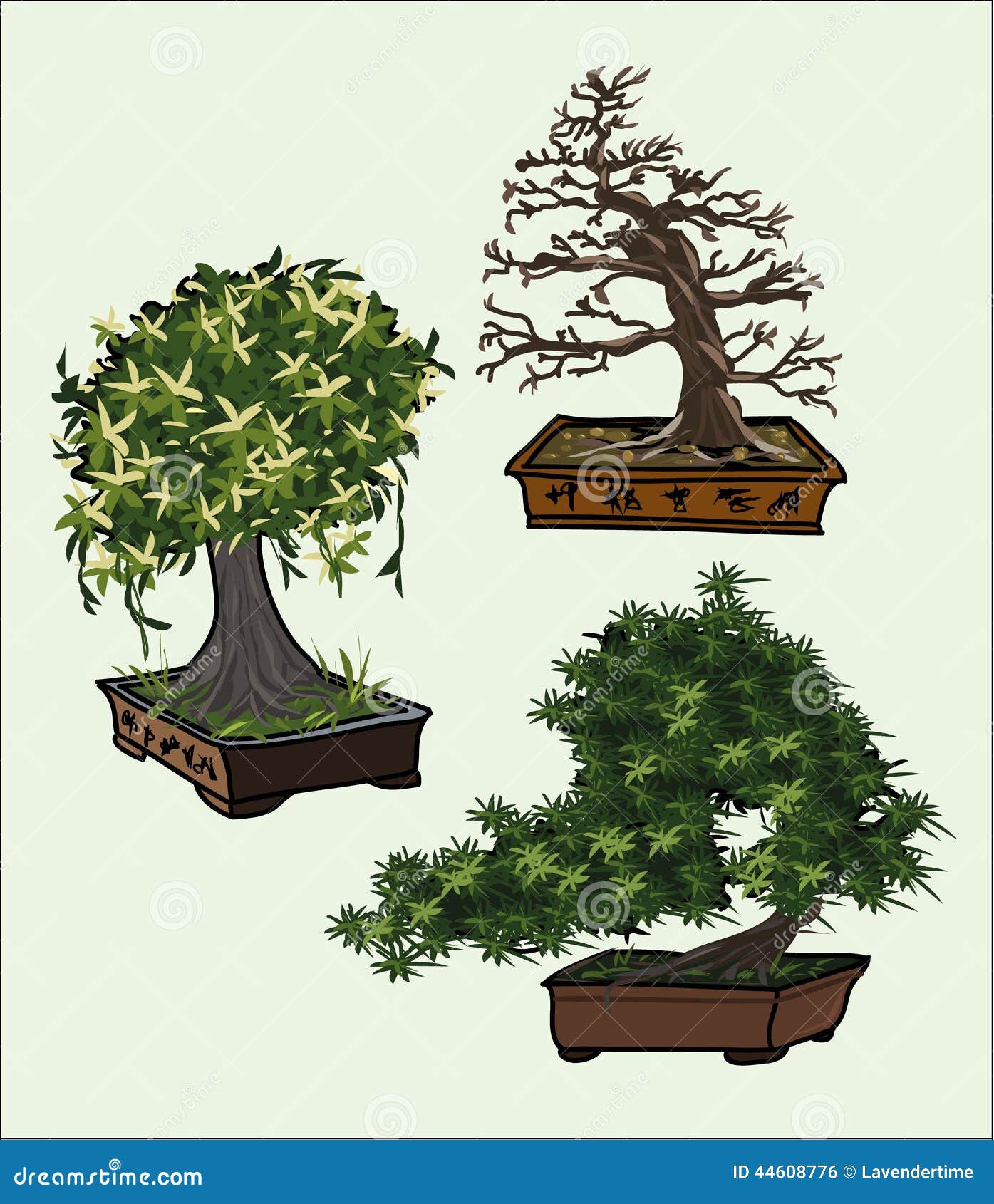 Bonsai trees vector set stock vector. Illustration of green - 44608776