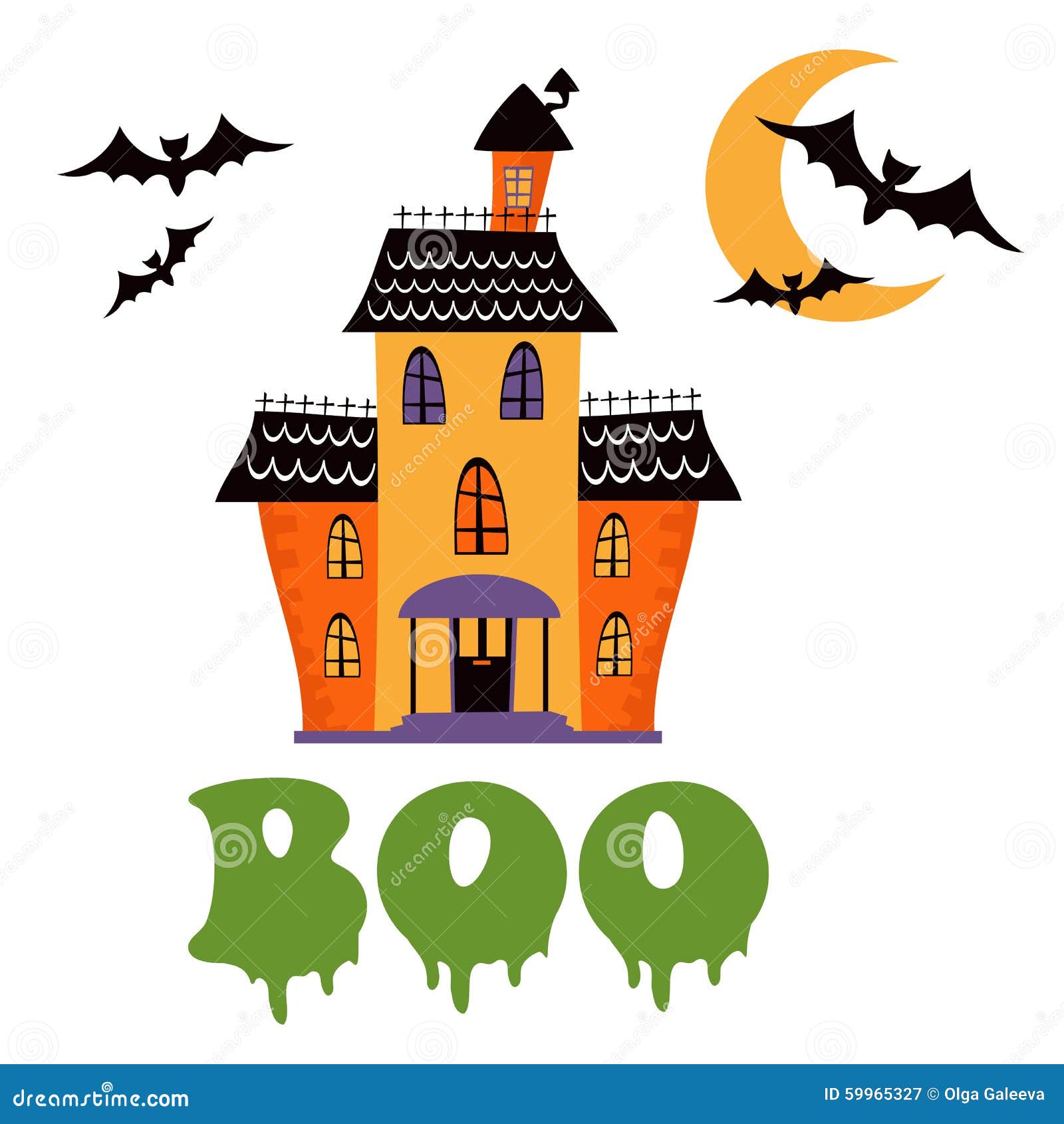 Boo Card with Haunted House Stock Vector - Illustration of holiday ...