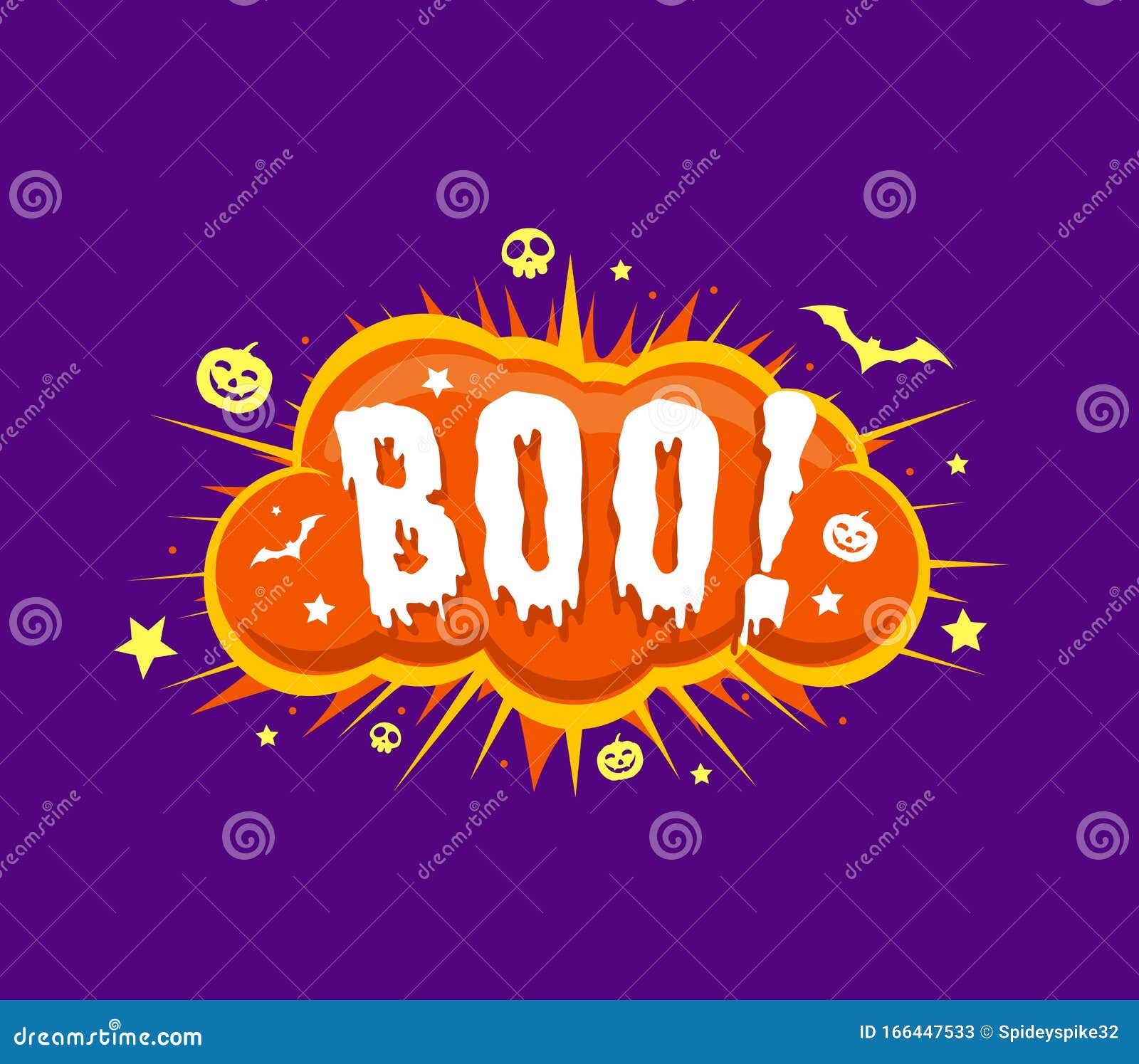 Boo Letters on Exploding Comic Bubble Stock Illustration Illustration