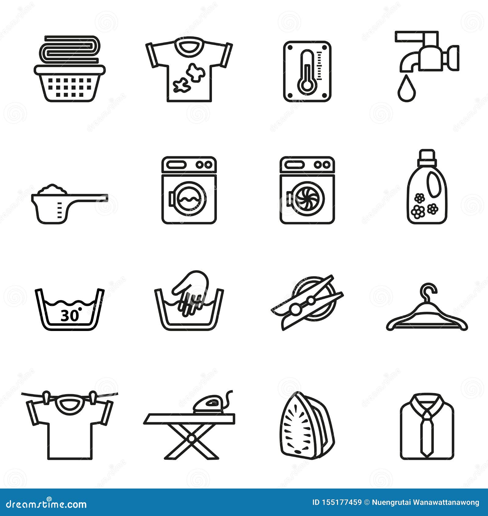 laundry, housework icons set with white background.