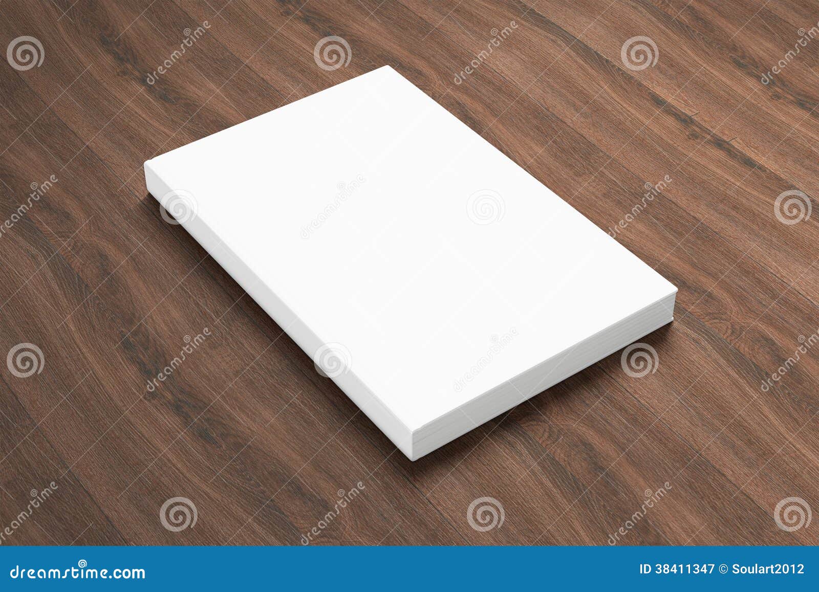 Book with Blank Cover on Wooden Background Stock Illustration