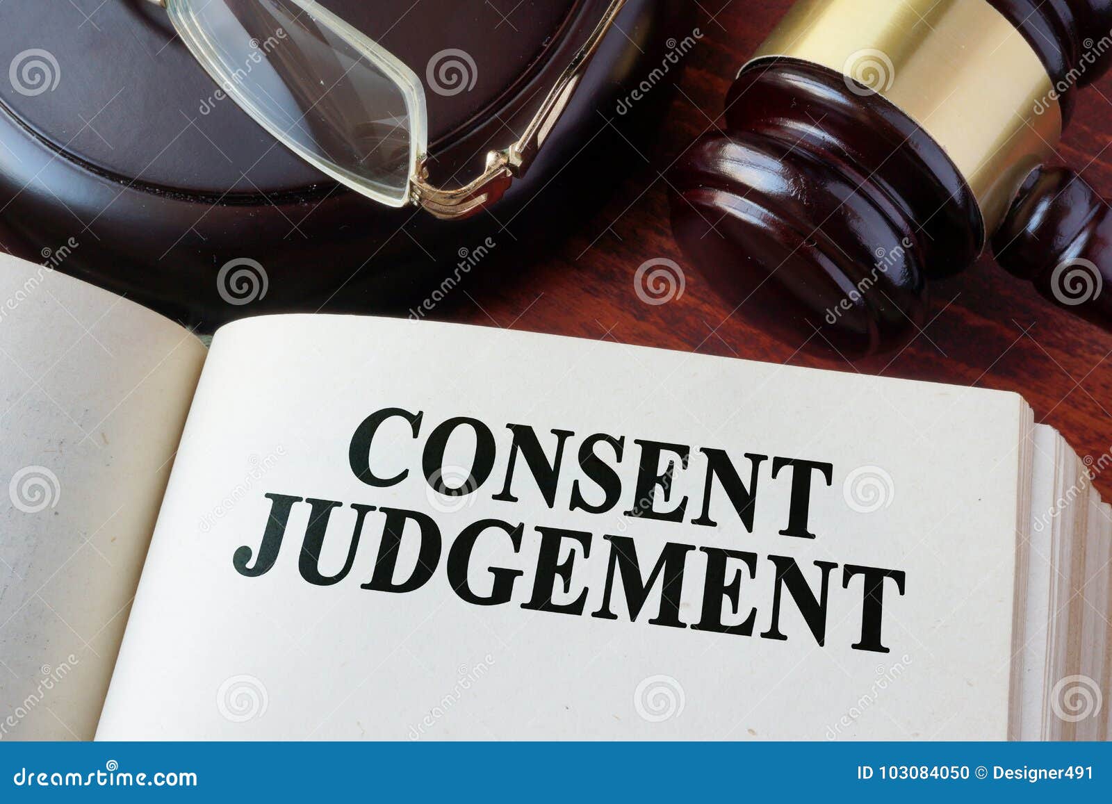 consent judgement and a gavel.
