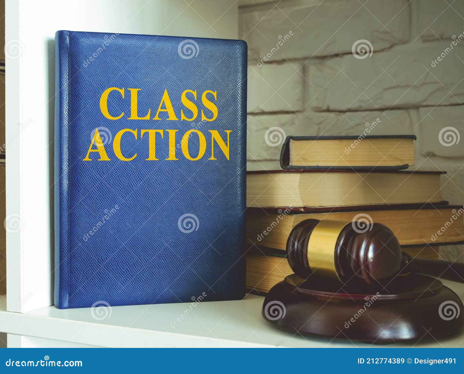 book about class action lawsuit on shelf.