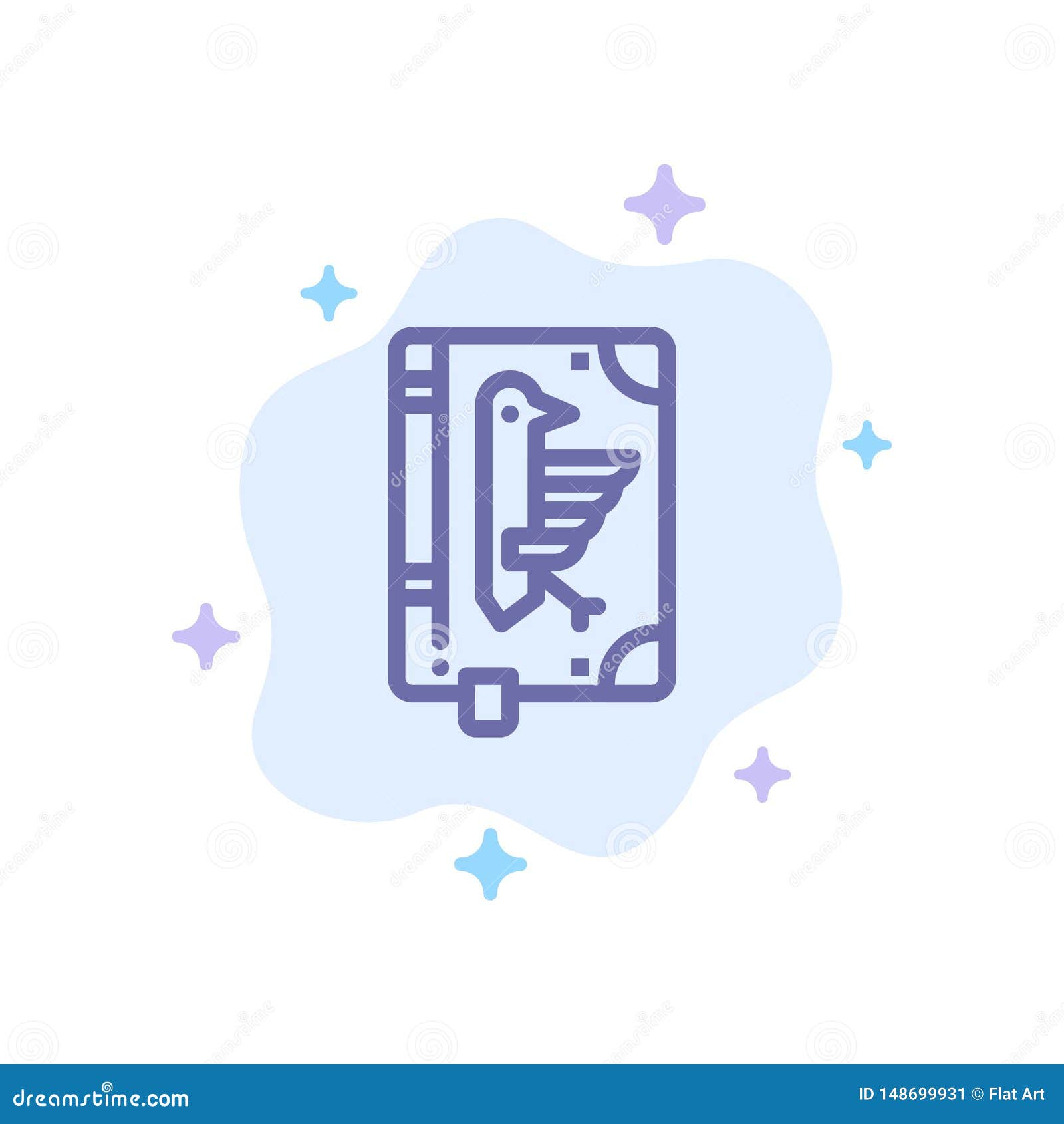 book, codex, constitution, declaration, edict blue icon on abstract cloud background