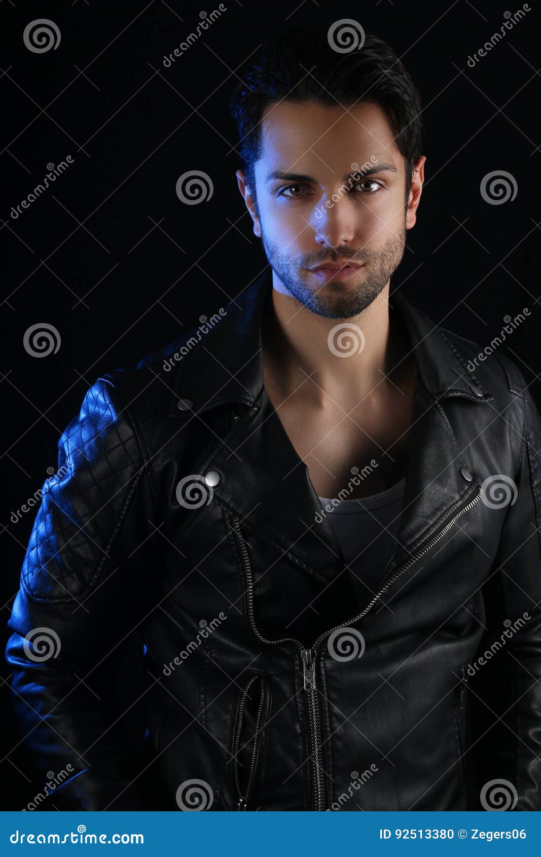 Book Cover for a Vampire Novel Handsome Man Wearing a Leather Jacket