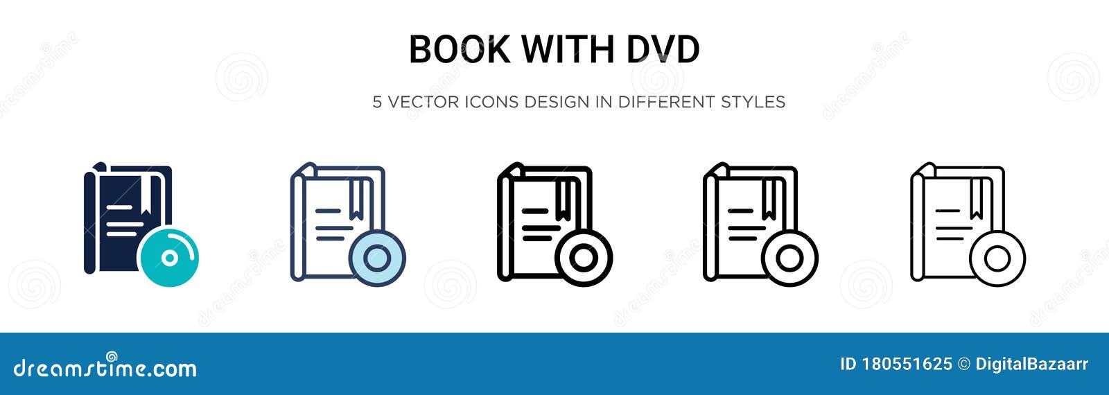Book with Dvd Icon in Filled, Thin Line, Outline and Stroke Style
