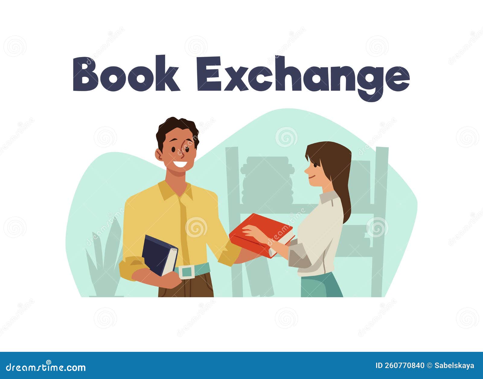 Book Exchange And Borrowing Bookcrossing Flat Vector Illustration book-exchange-and-borrowing-bookcrossing-flat-vector-illustration