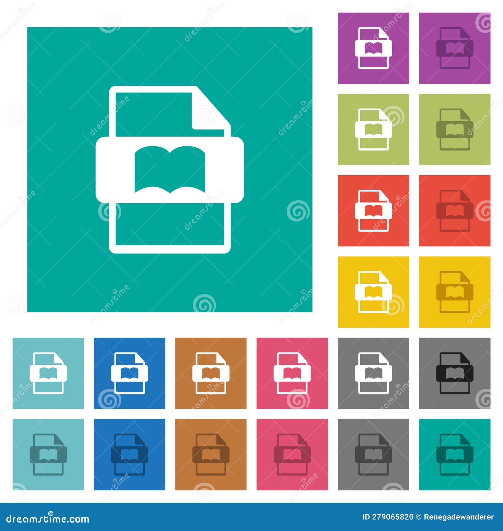 book file type square flat multi colored icons