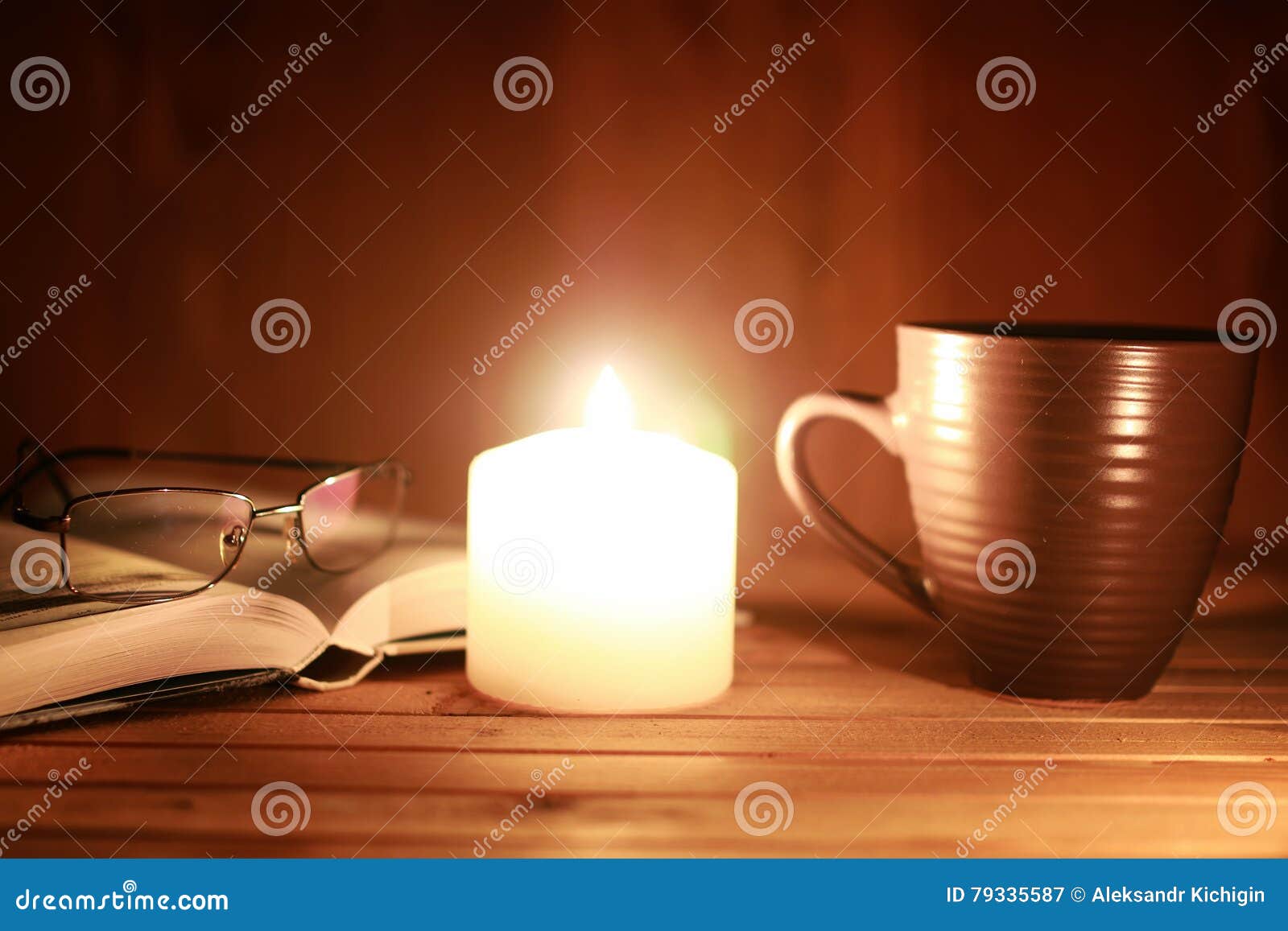 Book glasses candle night stock image. Image of bright - 79335587