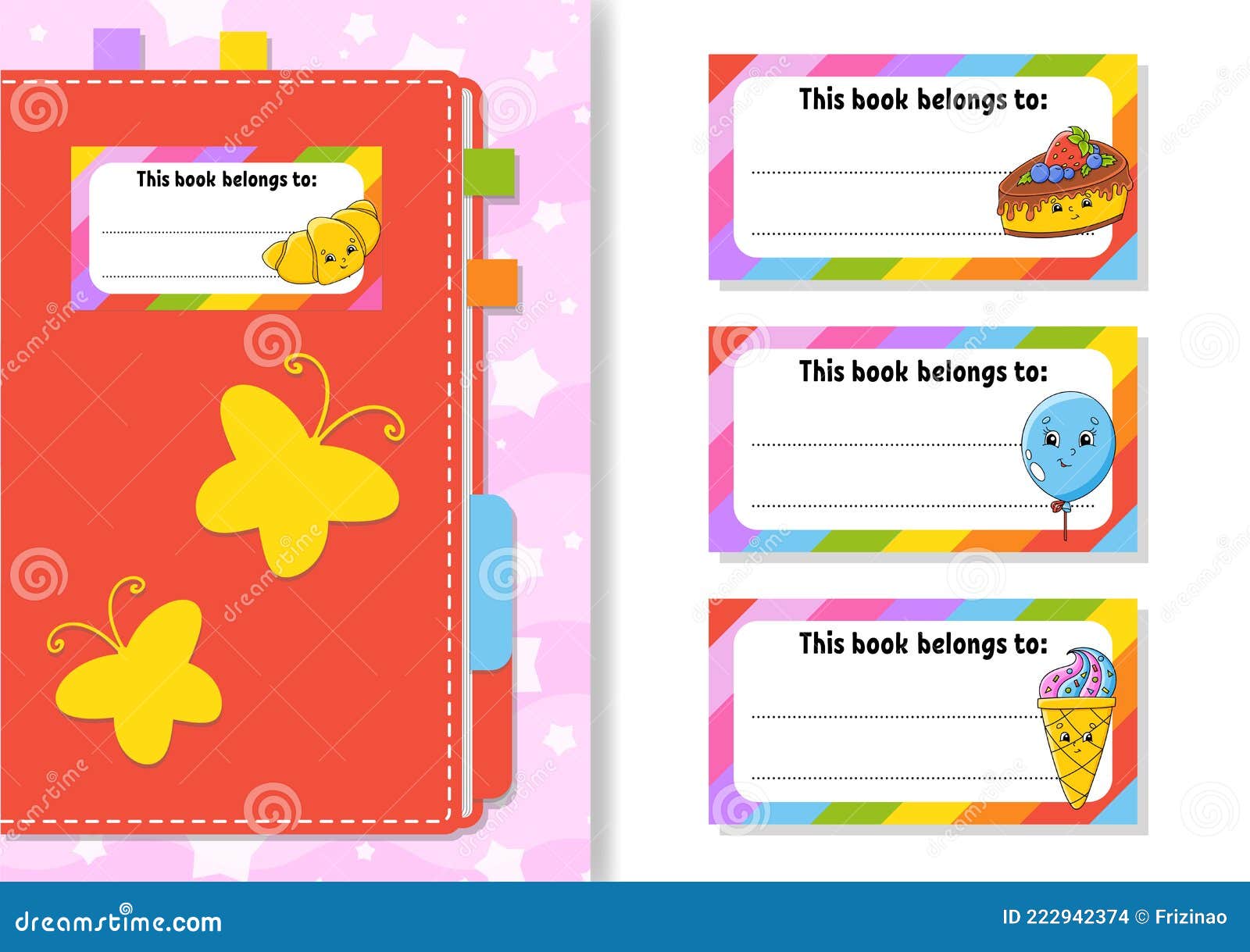 Book Label Stickers for Kids. the Rectangular Shape. Isolated Color