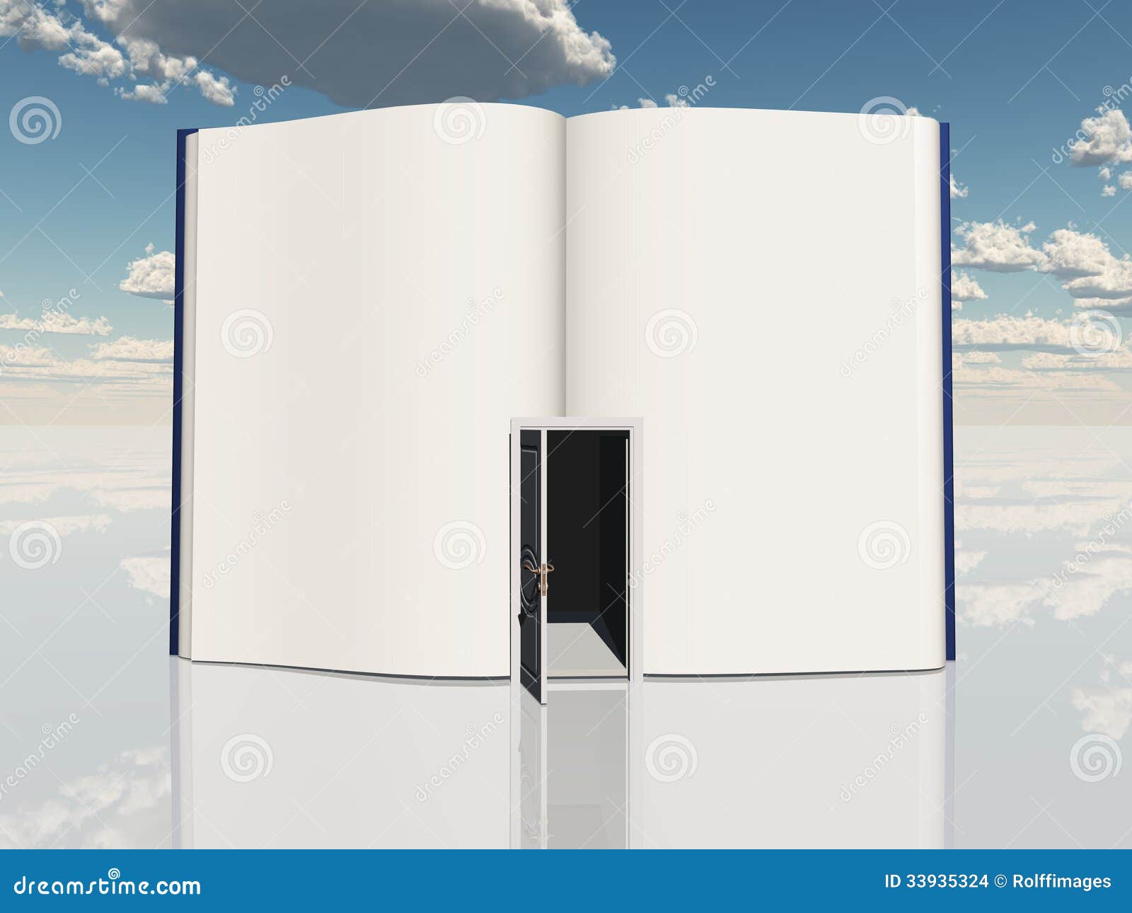 Book with open door stock illustration. Illustration of knowledge