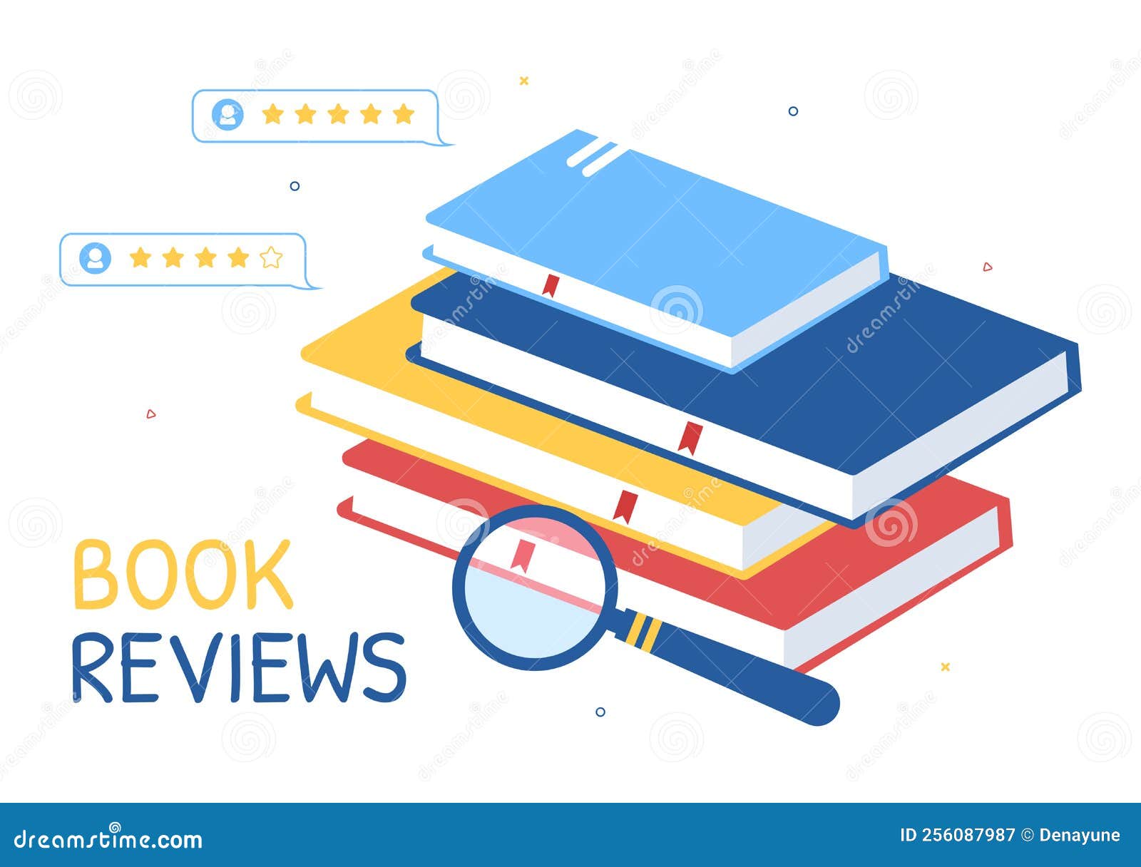 Book Review Template Hand Drawn Cartoon Flat Illustration with Reader