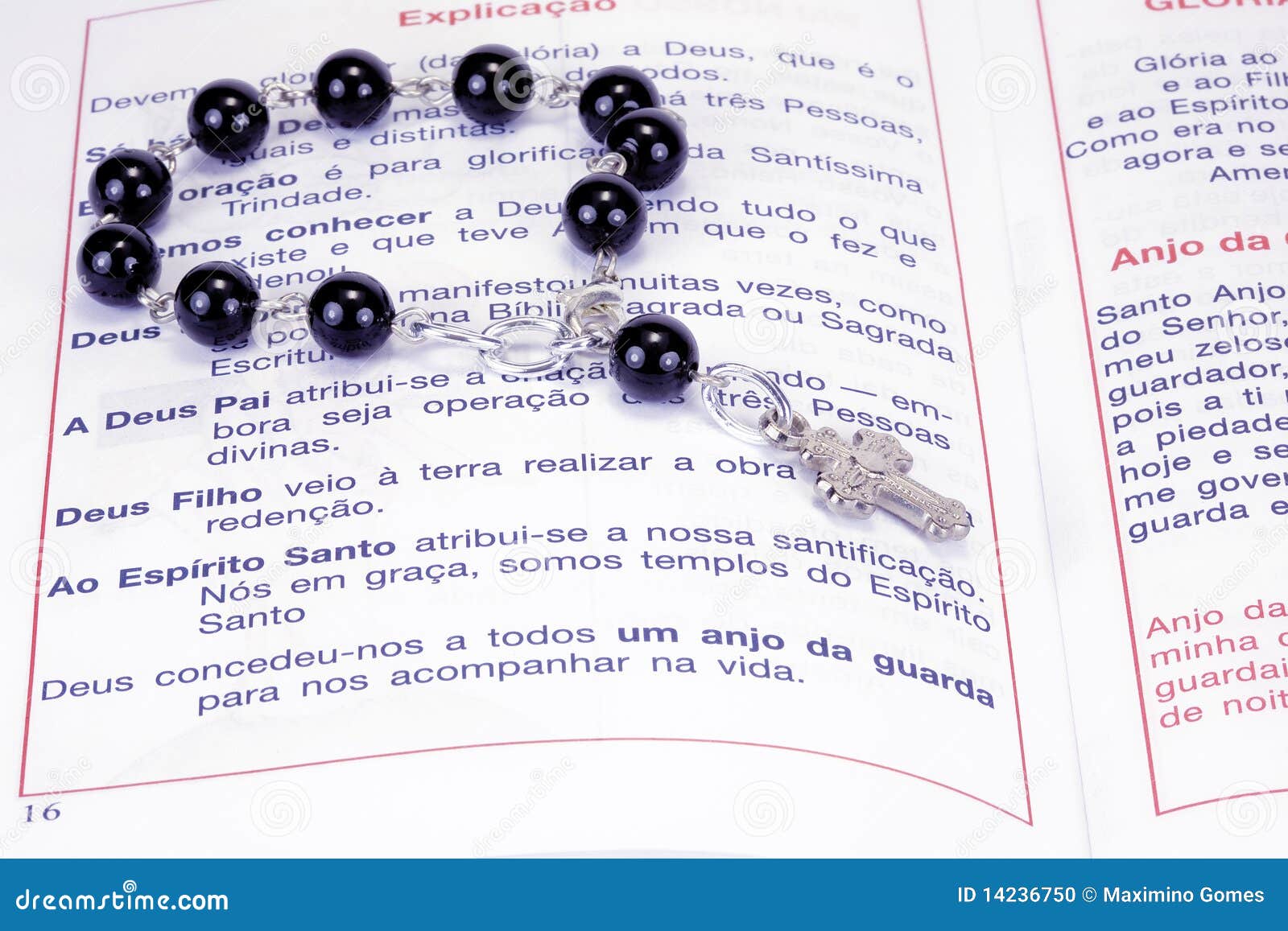 a book and rosary beads