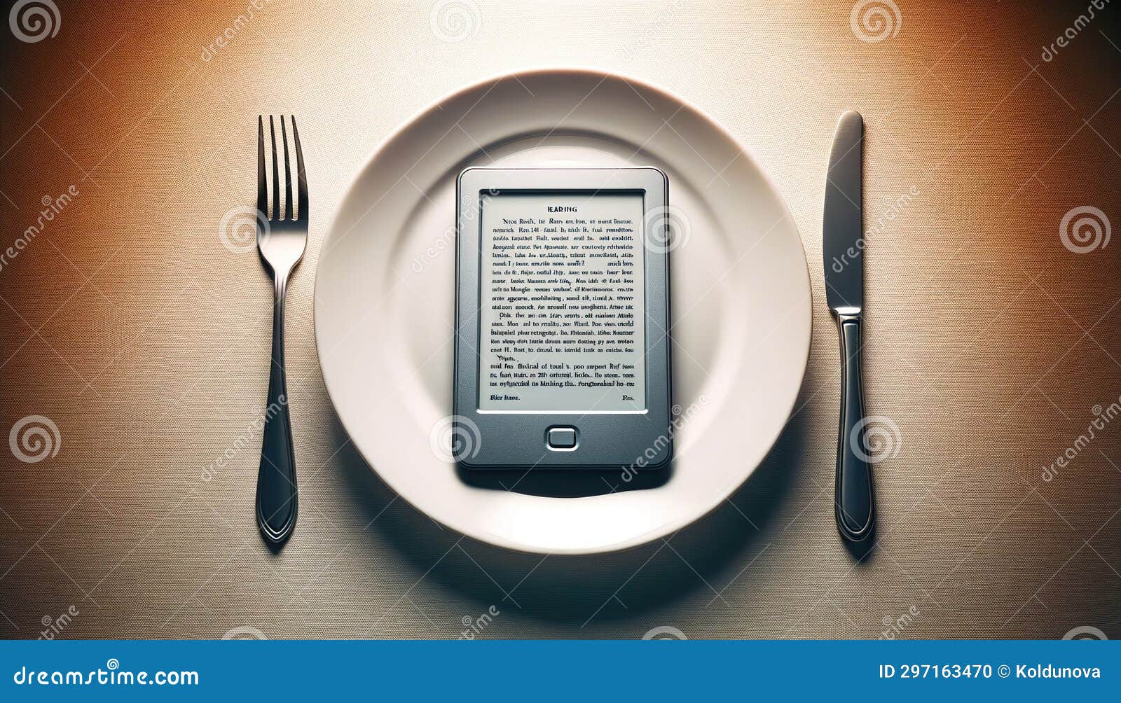 Book Served on an Empty Plate, Flanked by a Fork and Knife, Presenting