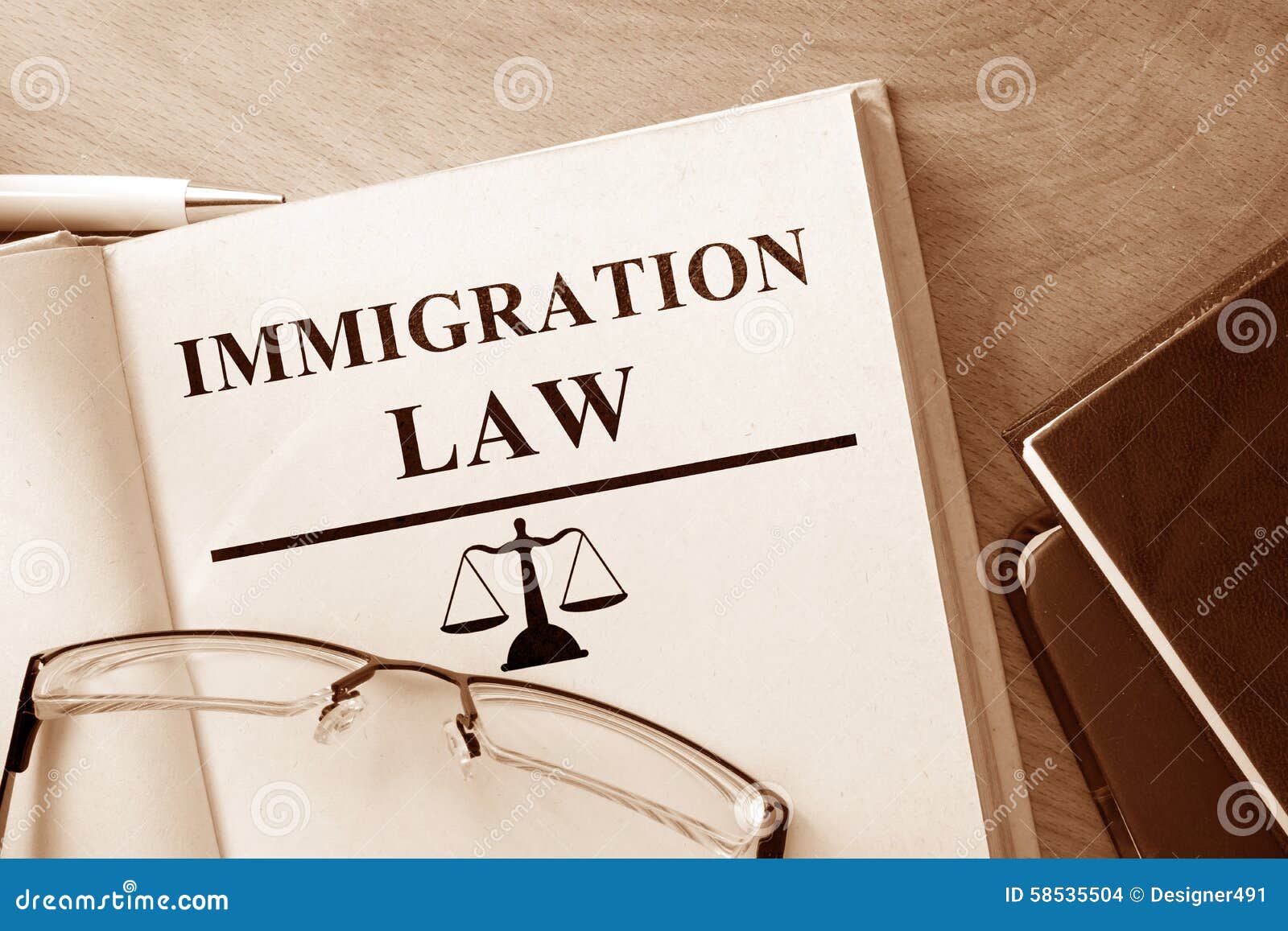 book with words immigration law.