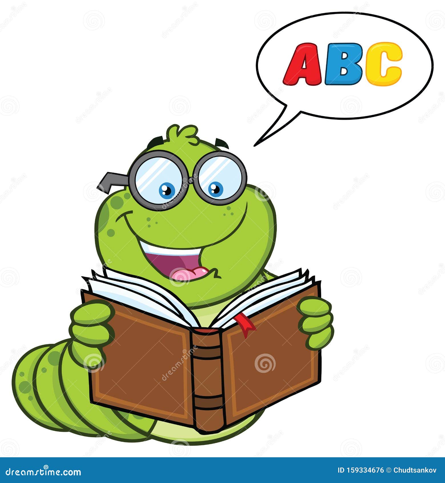 Book Worm Cartoon Mascot Character with Glasses Reading a Book. Stock  Illustration - Illustration of cute, caricature: 159334676