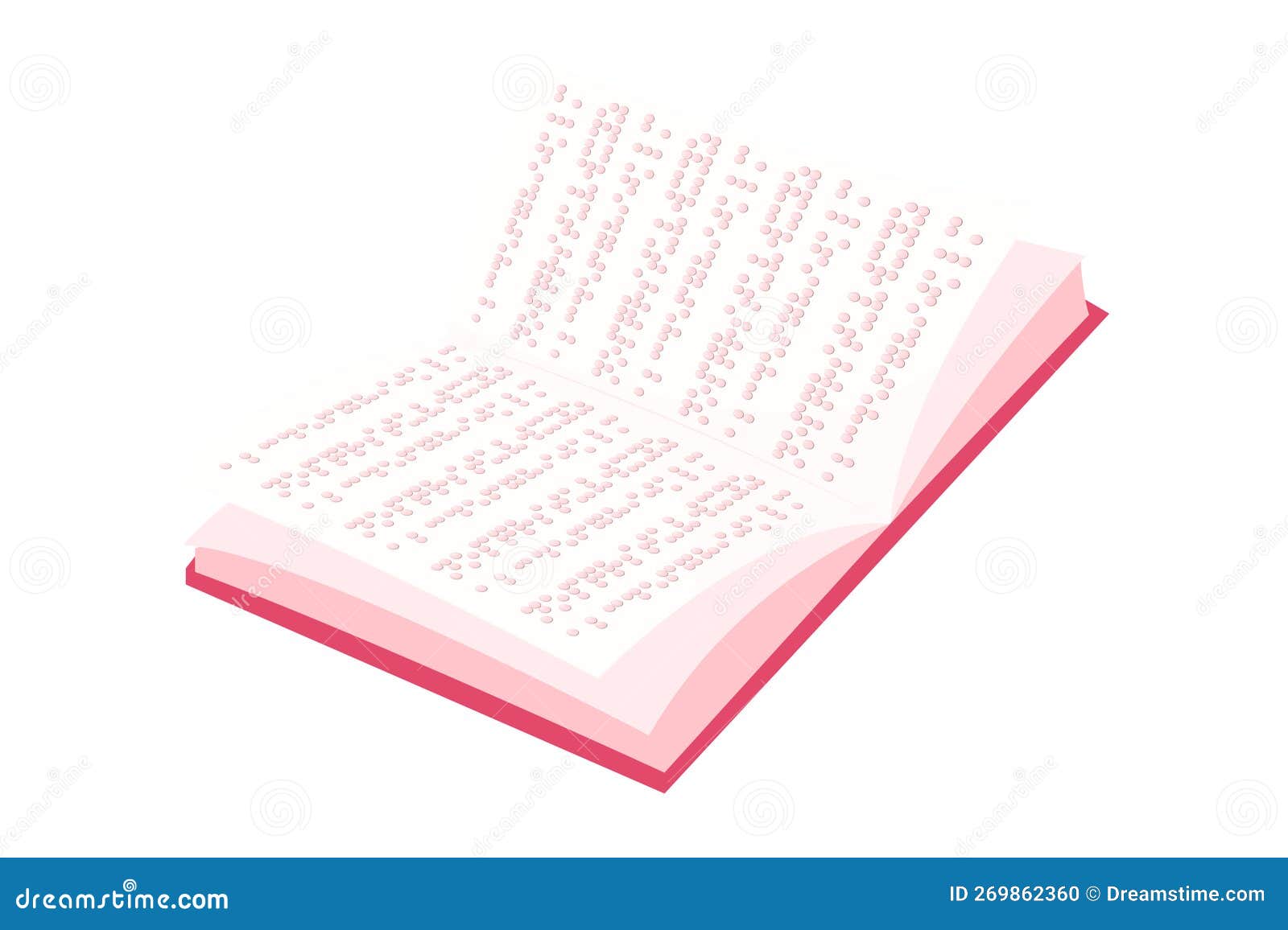 Book Written In Braille, Clipart Unfolded Book Cartoon Vector