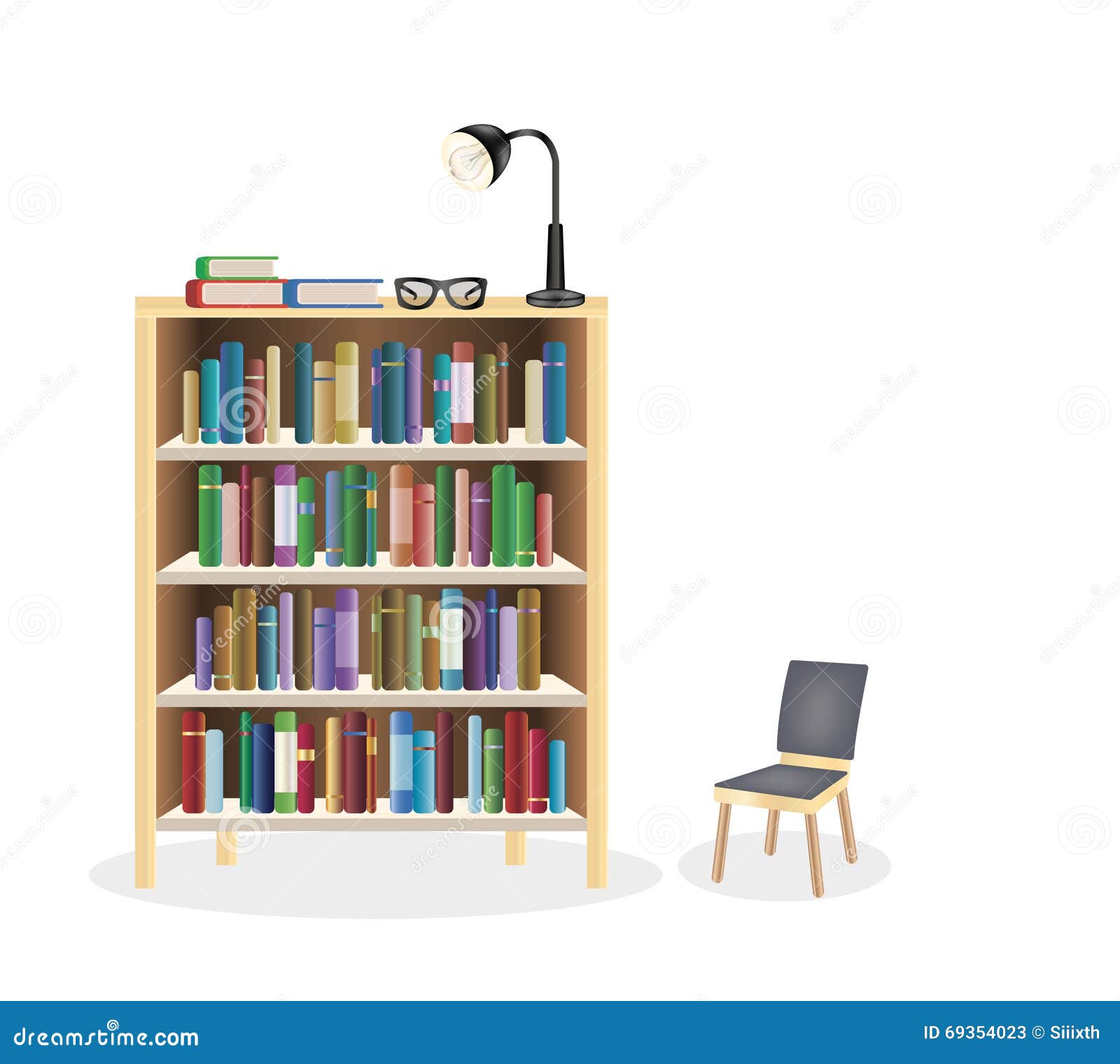 Bookcase stock vector. Illustration of read, library 69354023