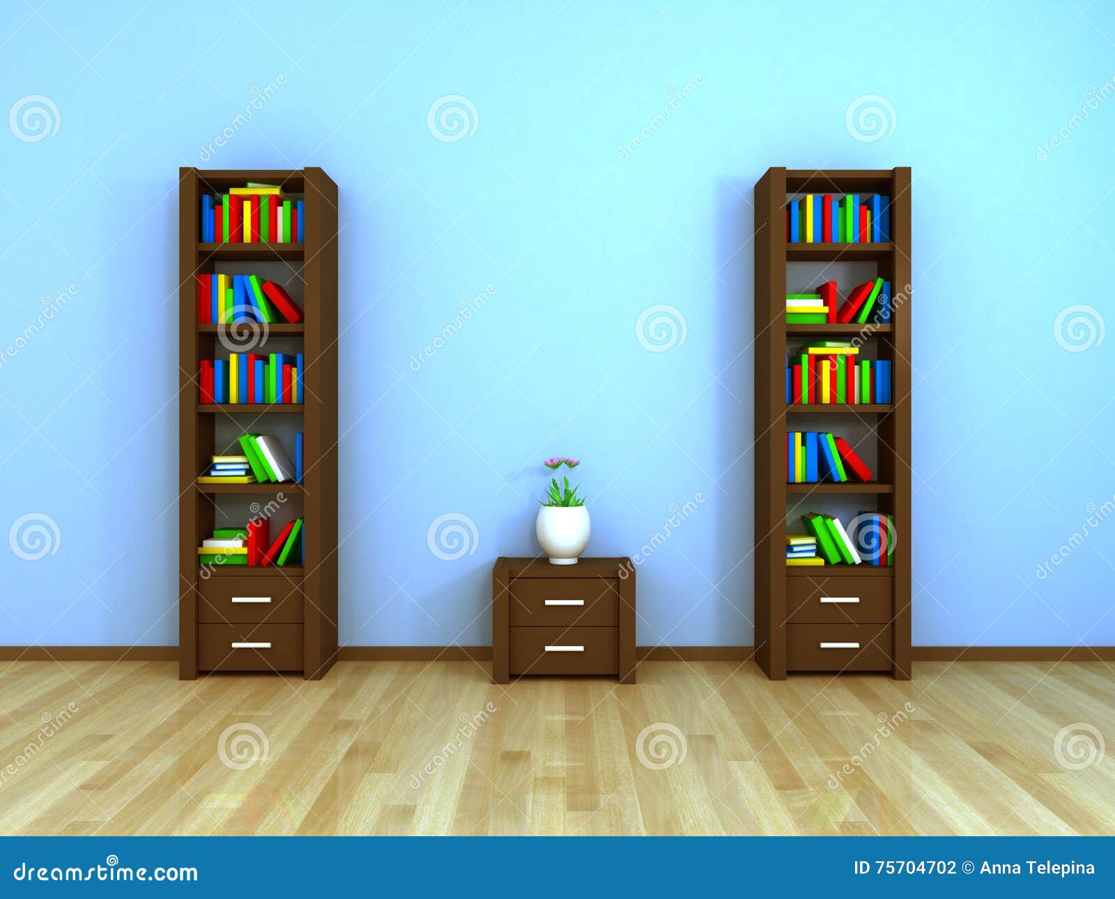 Bookcases At The Wall Stock Photography 75704480