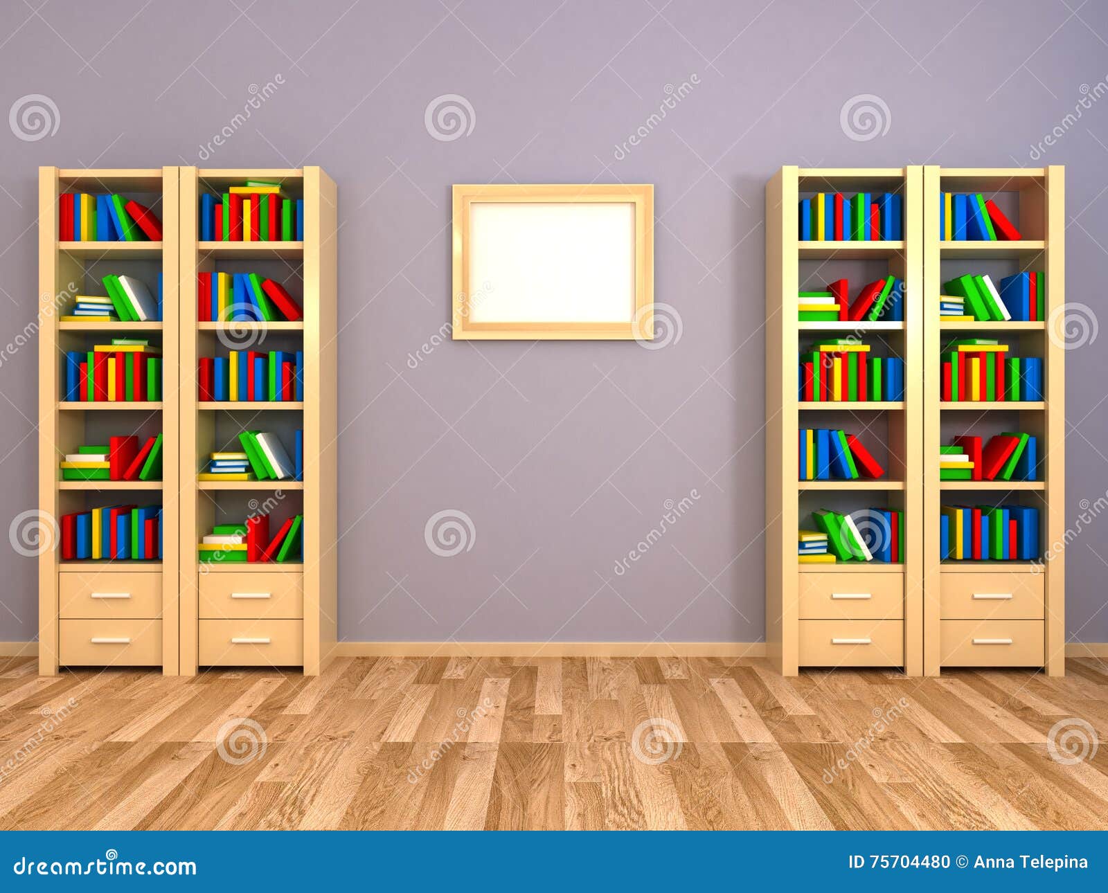 Bookcases At The Wall Stock Photography 75704480