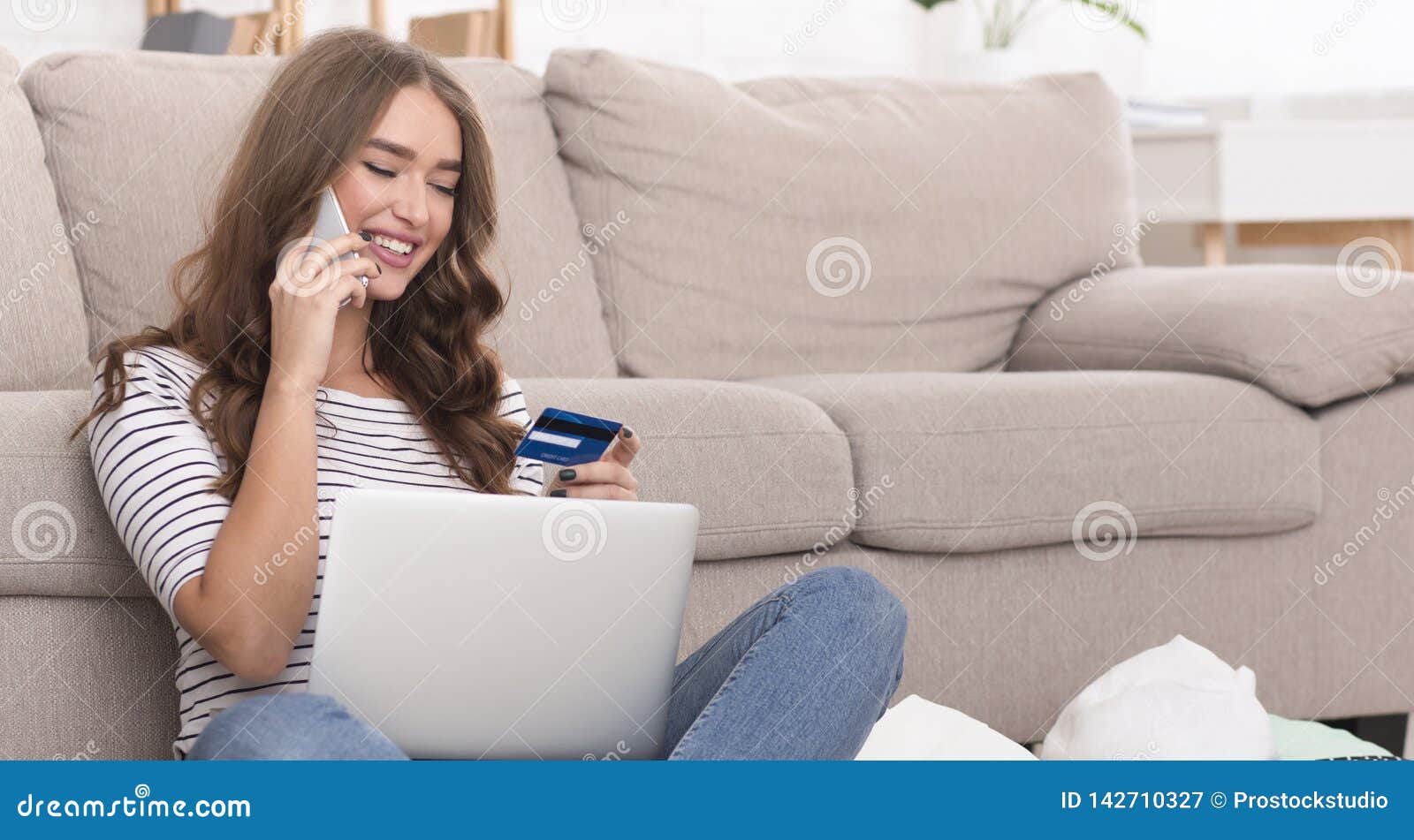 Booking Tickets Online. Woman Preparing for Vacation, Using Laptop ...