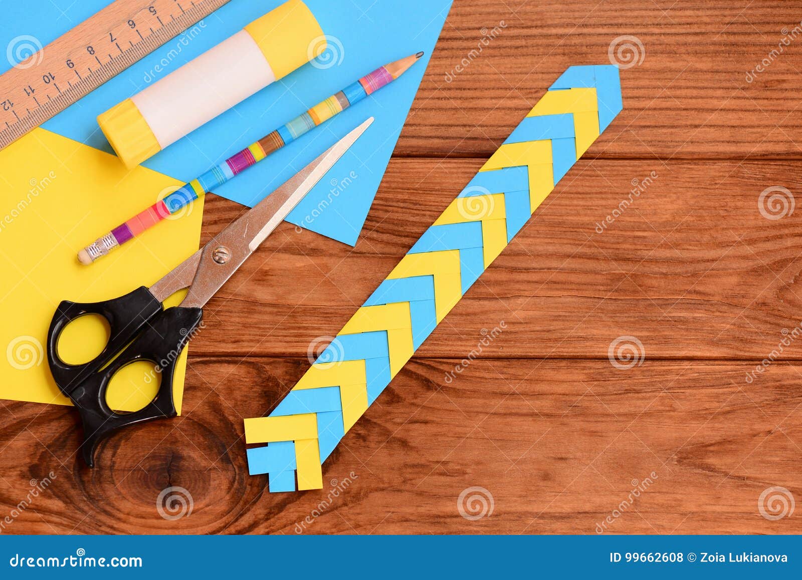 Paper Bookmark for Books or Notebooks. Simple Paper Crafts for Preschoolers  and Schoolchildren Stock Photo - Image of concept, pencil: 99662608